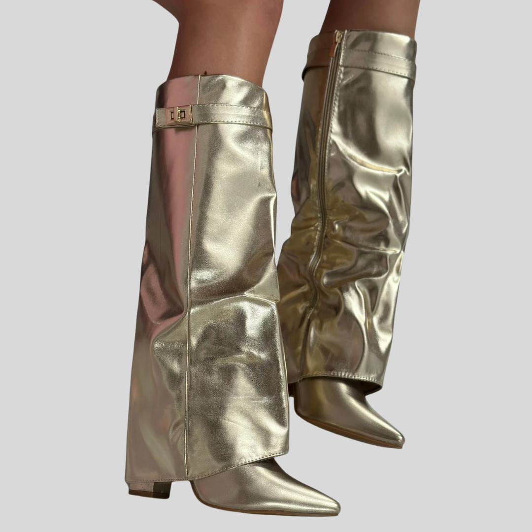 SERAPHINA™ - Gold Leather Boots