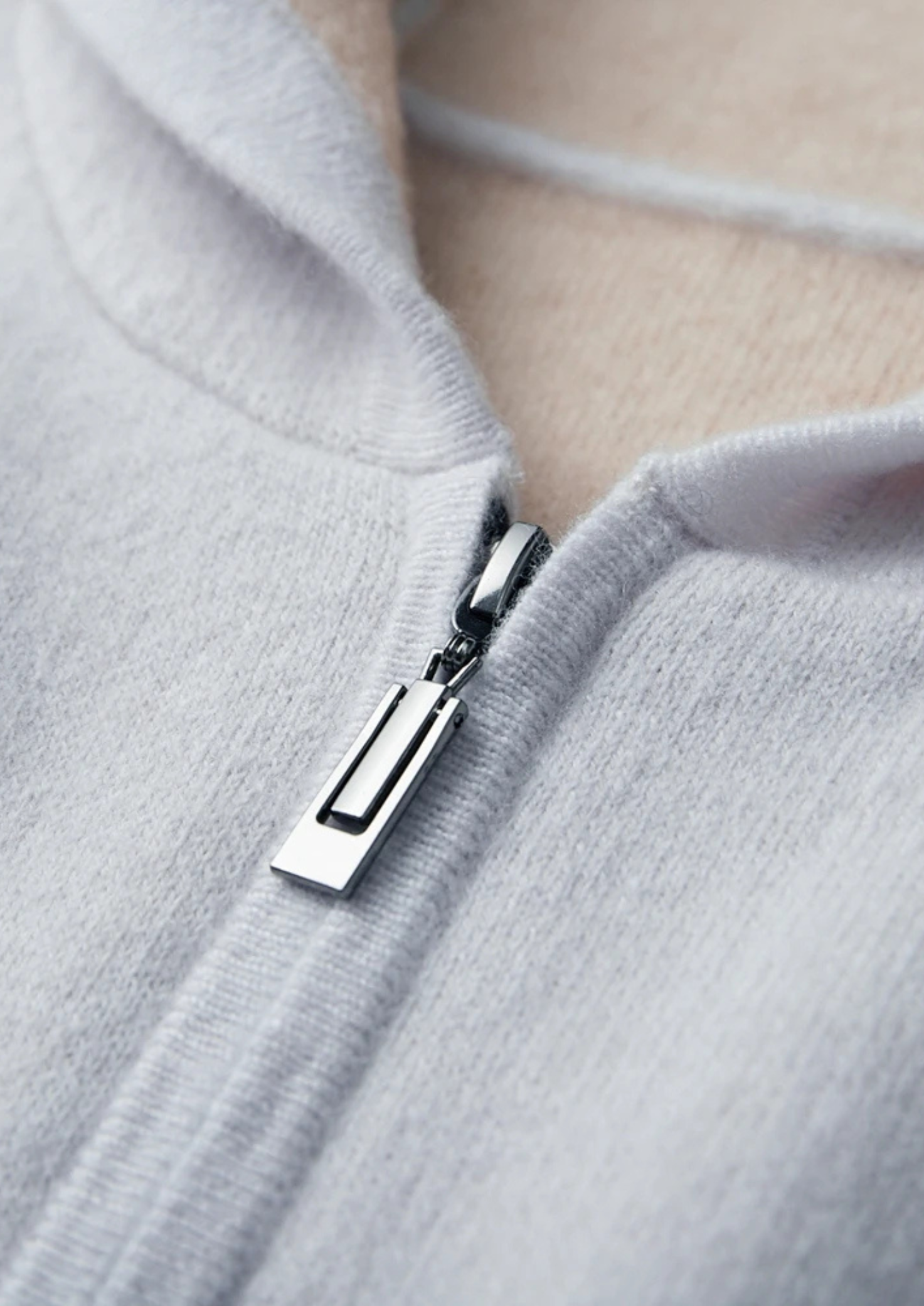 Cashmere Two Tone Zipper Hoodie