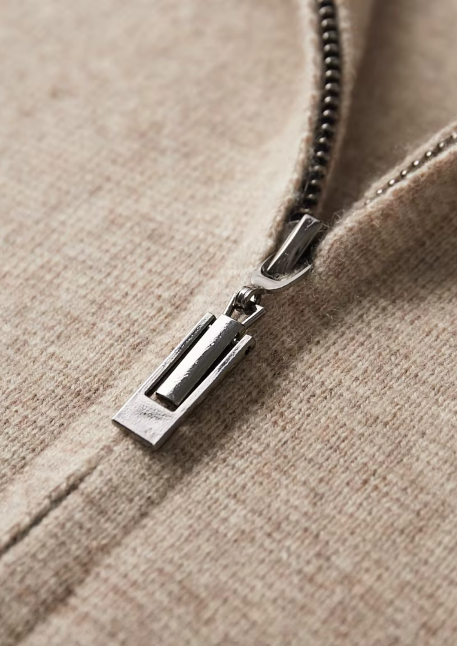 Merino Wool Zip Polo Cardigan