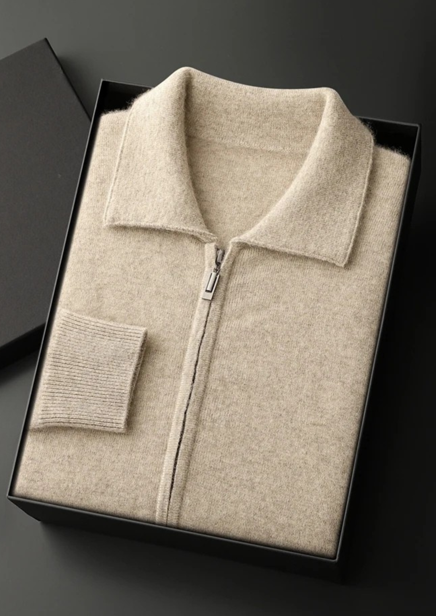 Cashmere Zip Polo Cardigan