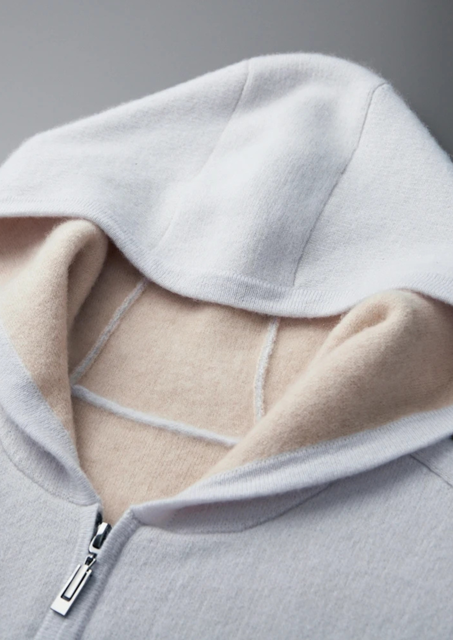 Cashmere Two Tone Zipper Hoodie