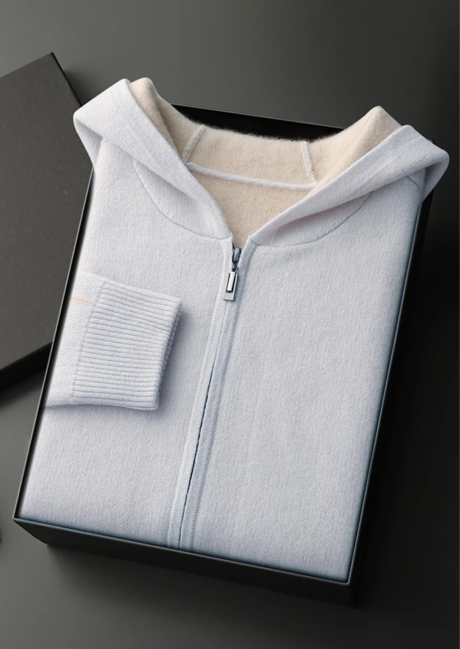 Cashmere Two Tone Zipper Hoodie