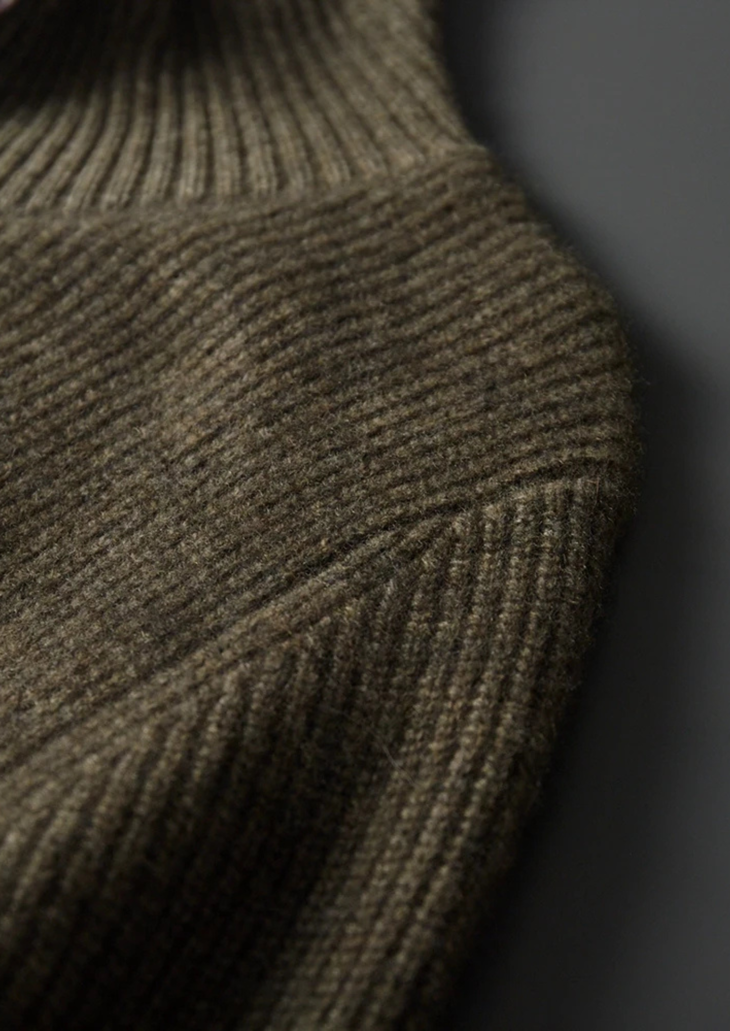 Cashmere Ribbed High Collar Cardigan