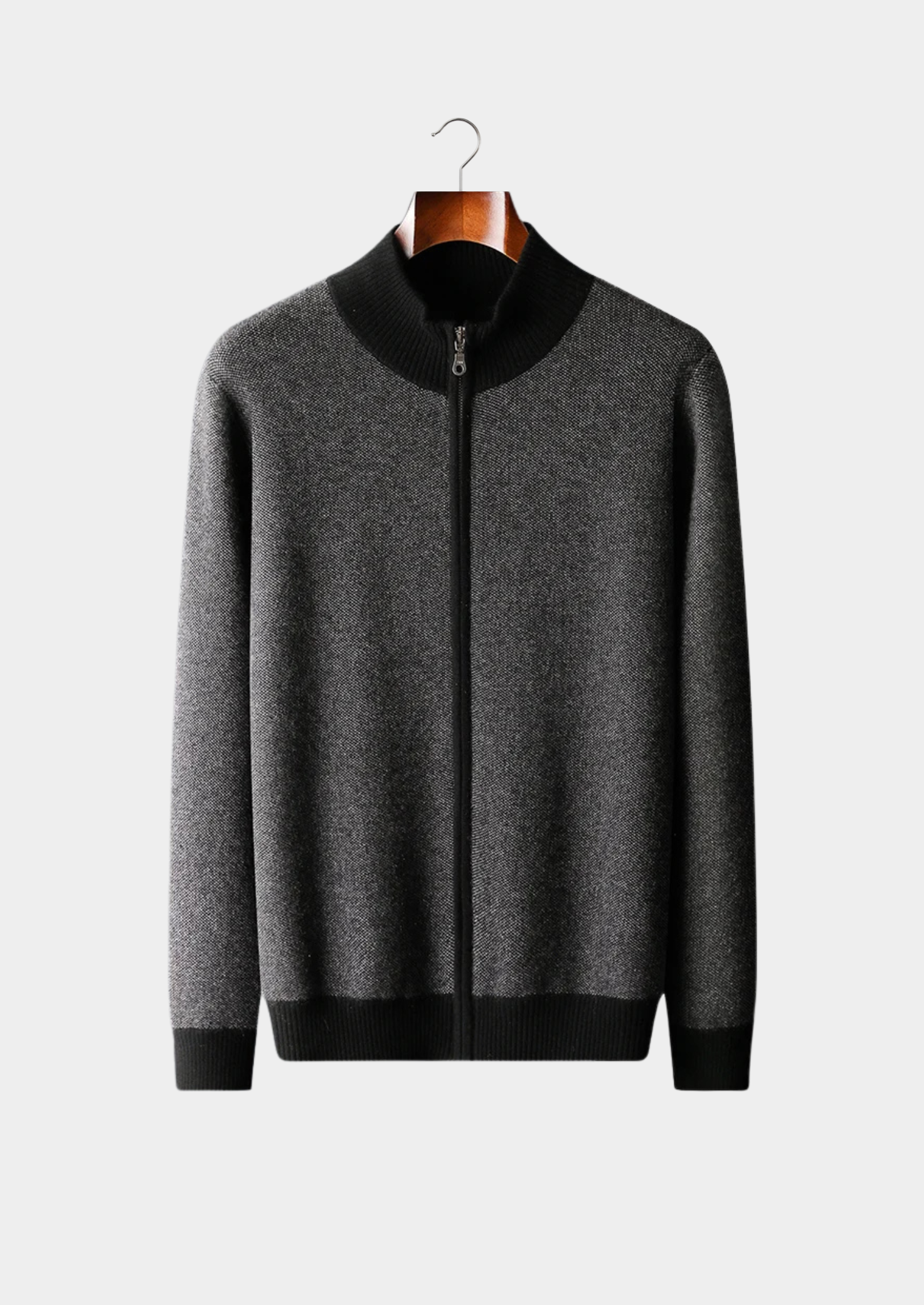 Cashmere Jacquard Zip Cardigan