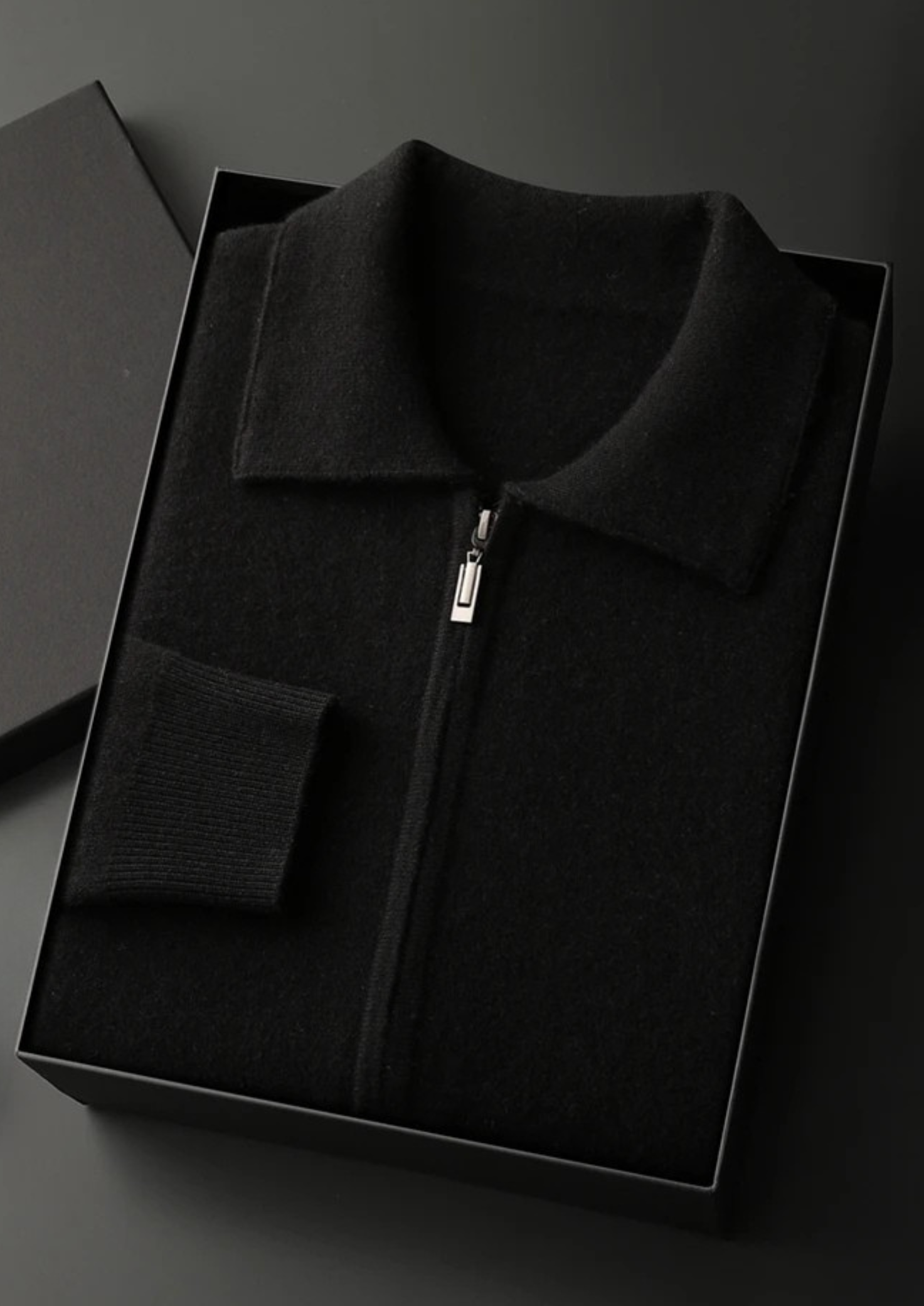 Cashmere Zip Polo Cardigan