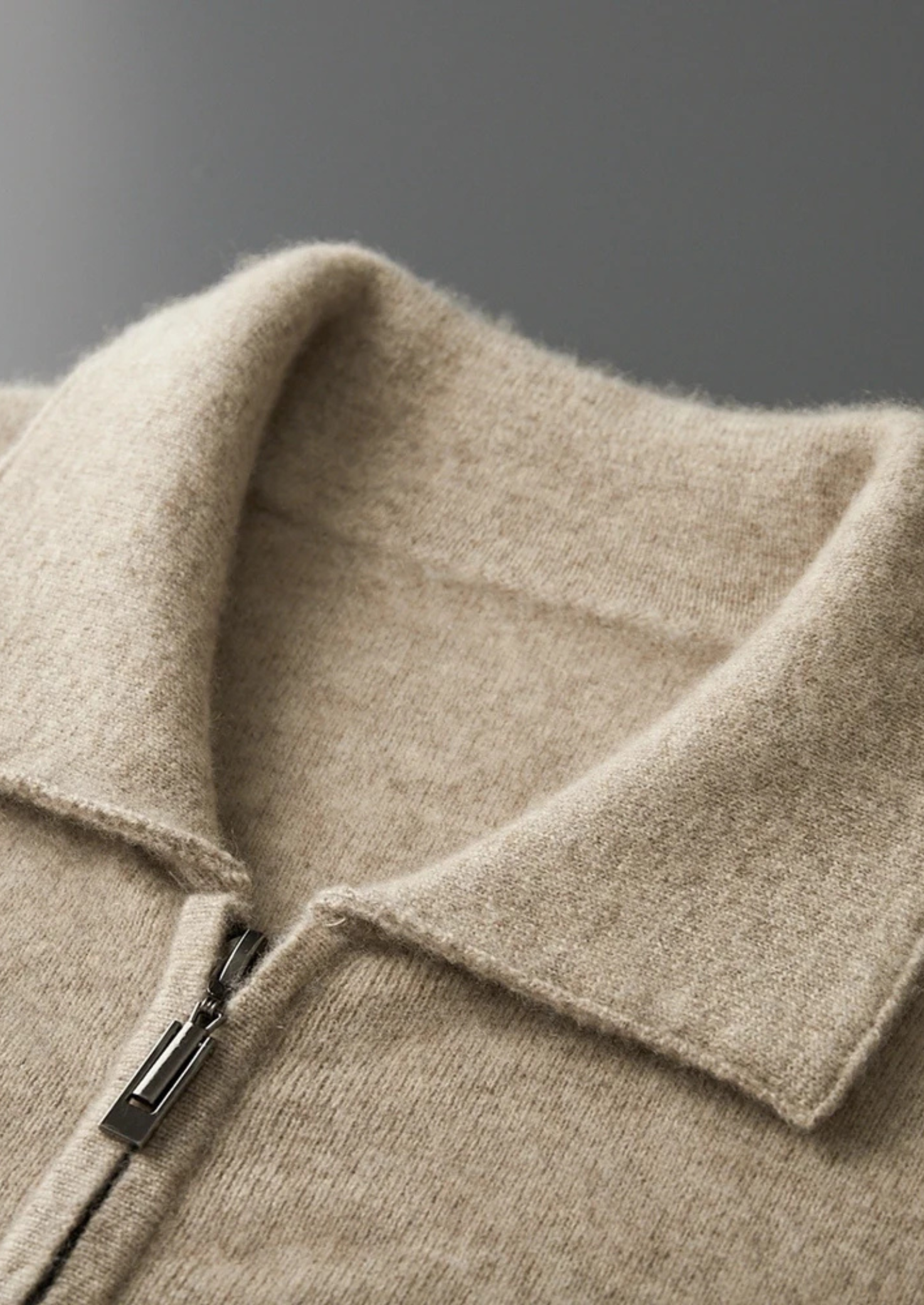 Cashmere Zip Polo Cardigan