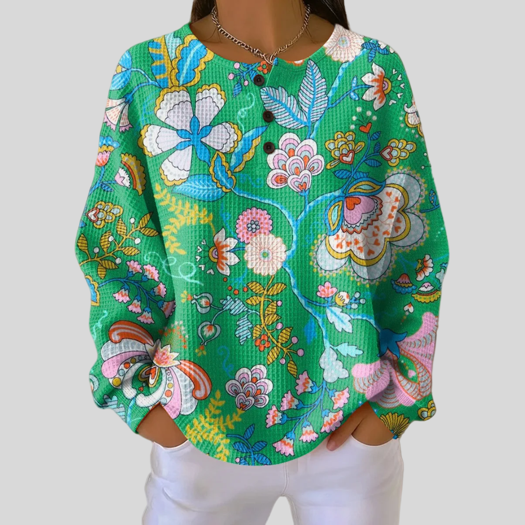 Elina | Sweater with Colorful Ethnic Floral Print