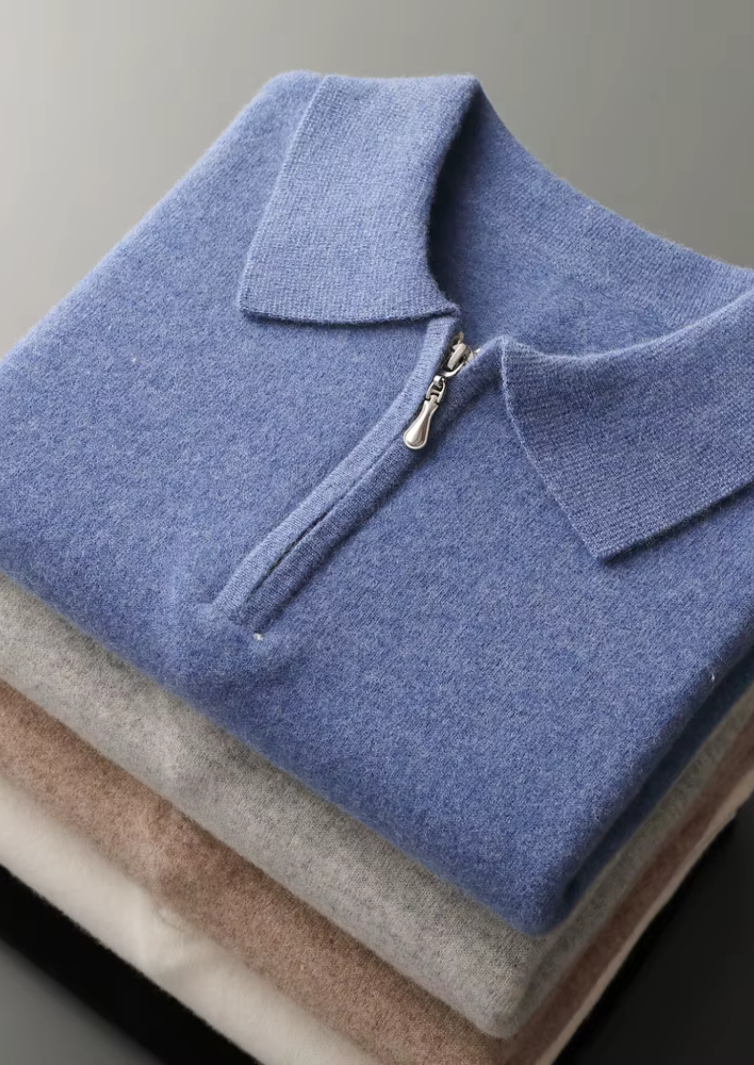 Wool Half-Zip Polo