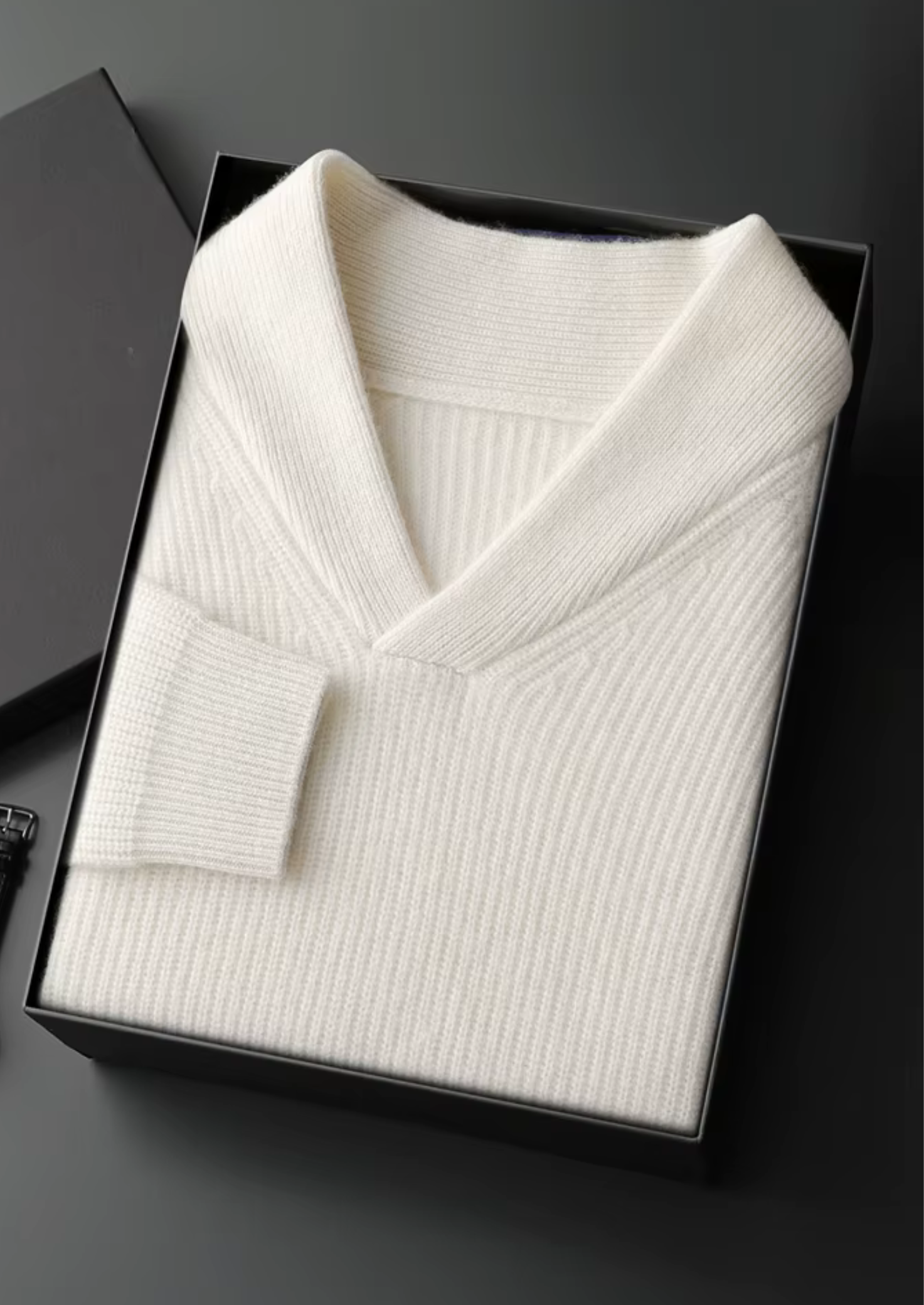 Cashmere Ribbed V-Neck Sweater