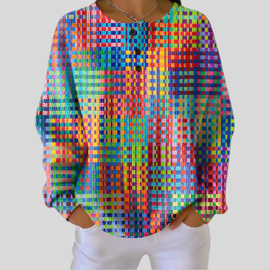 Rosa | Sweater with Colorful Checkered Design
