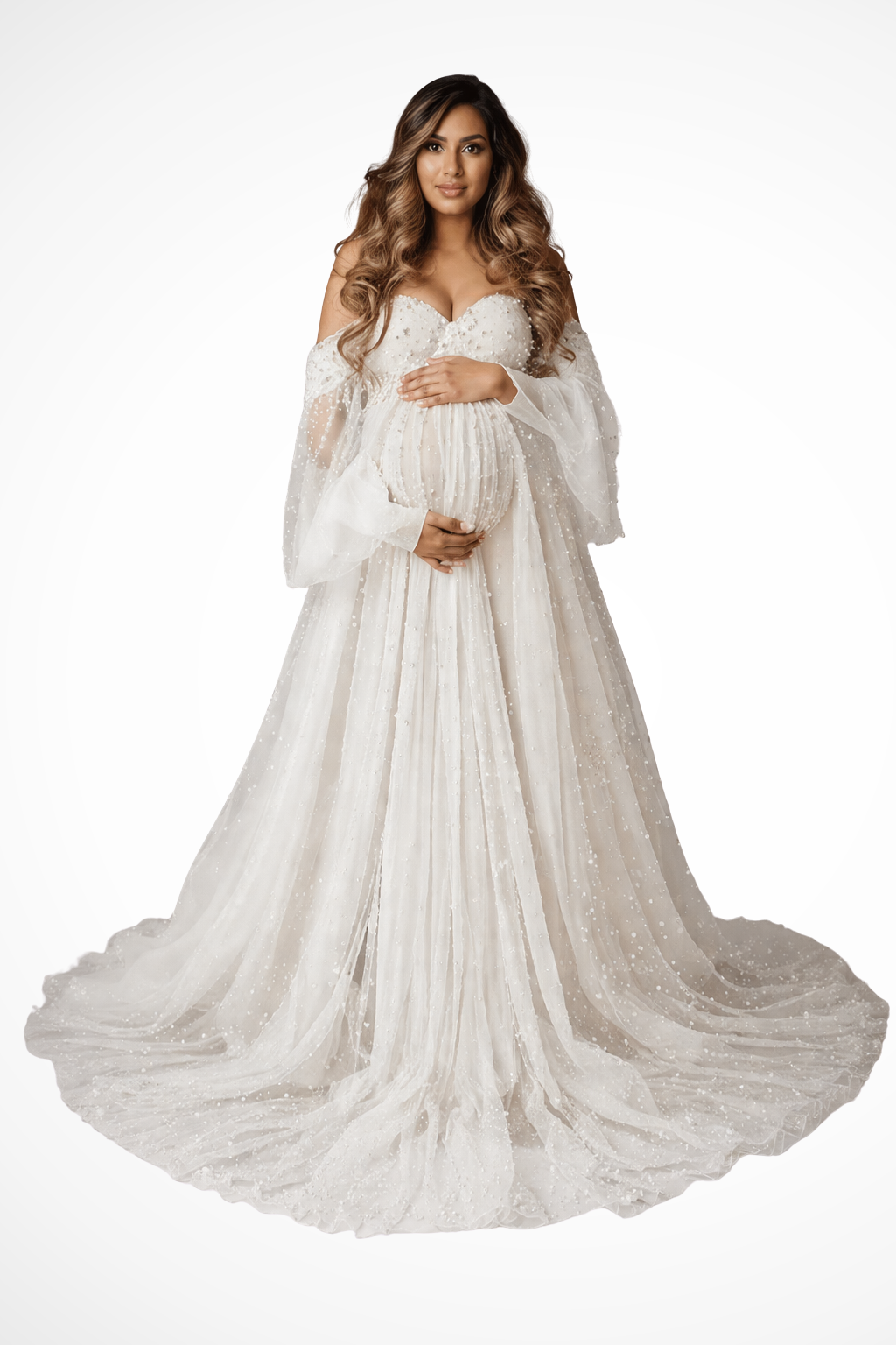 Celia | Women's Off-Shoulder Maternity Maxi Dress