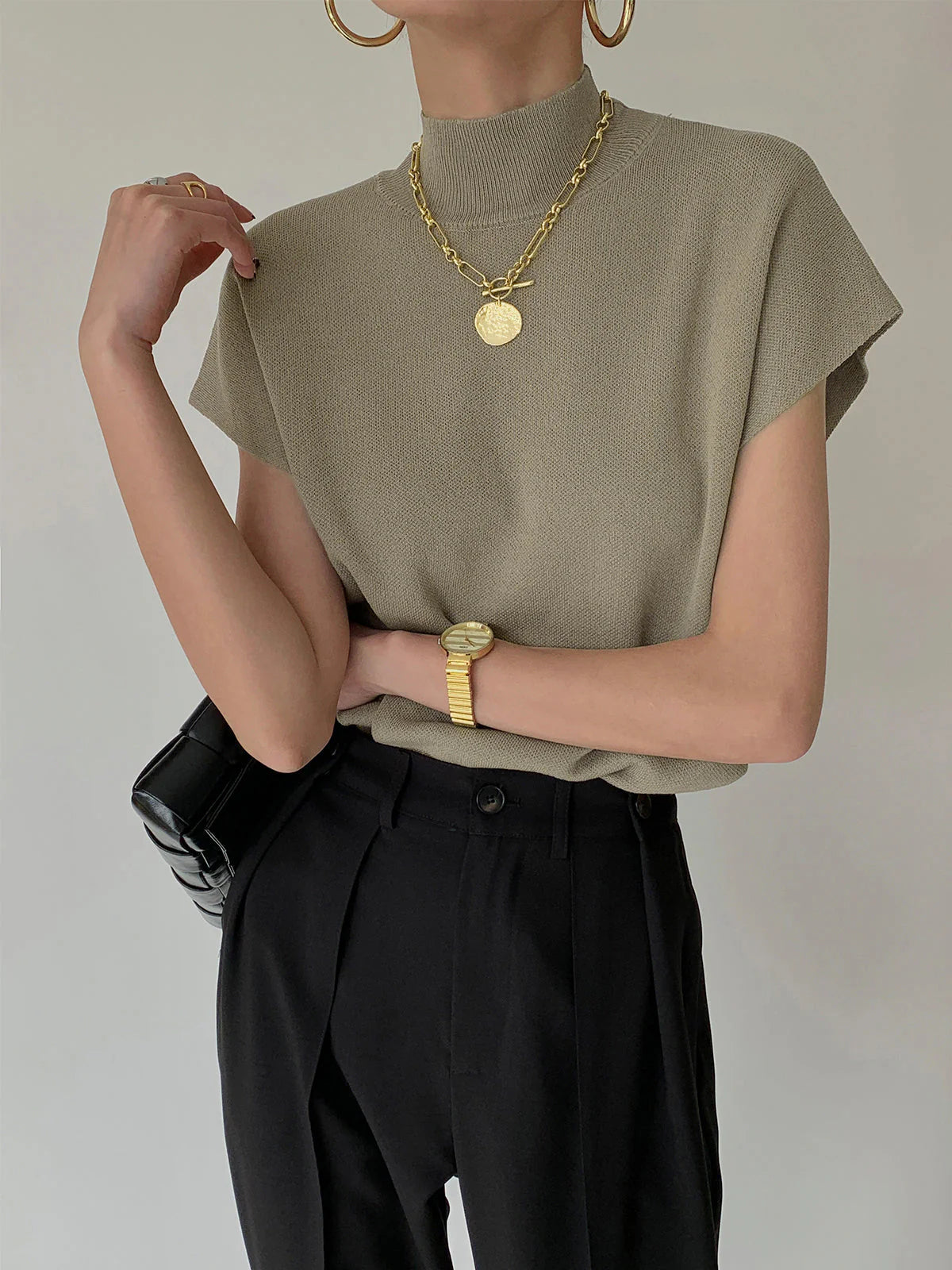 Nellie | Women's Mock Neck Short Sleeve Top