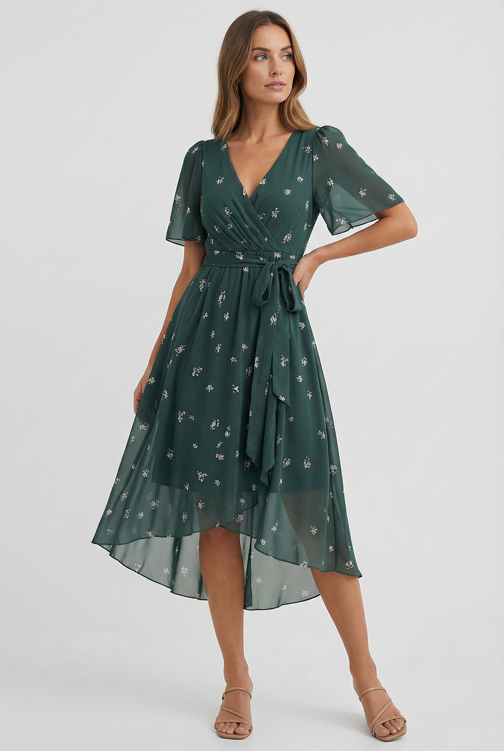 Ella | Women's Linen Floral Midi Dress