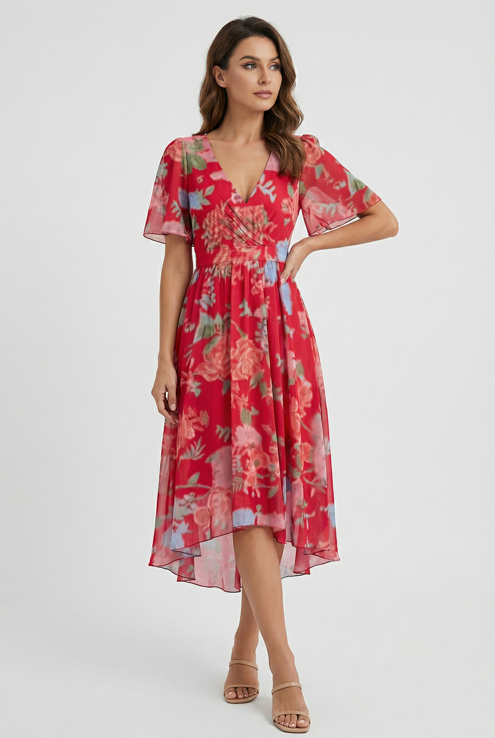 Ella | Women's Linen Floral Midi Dress