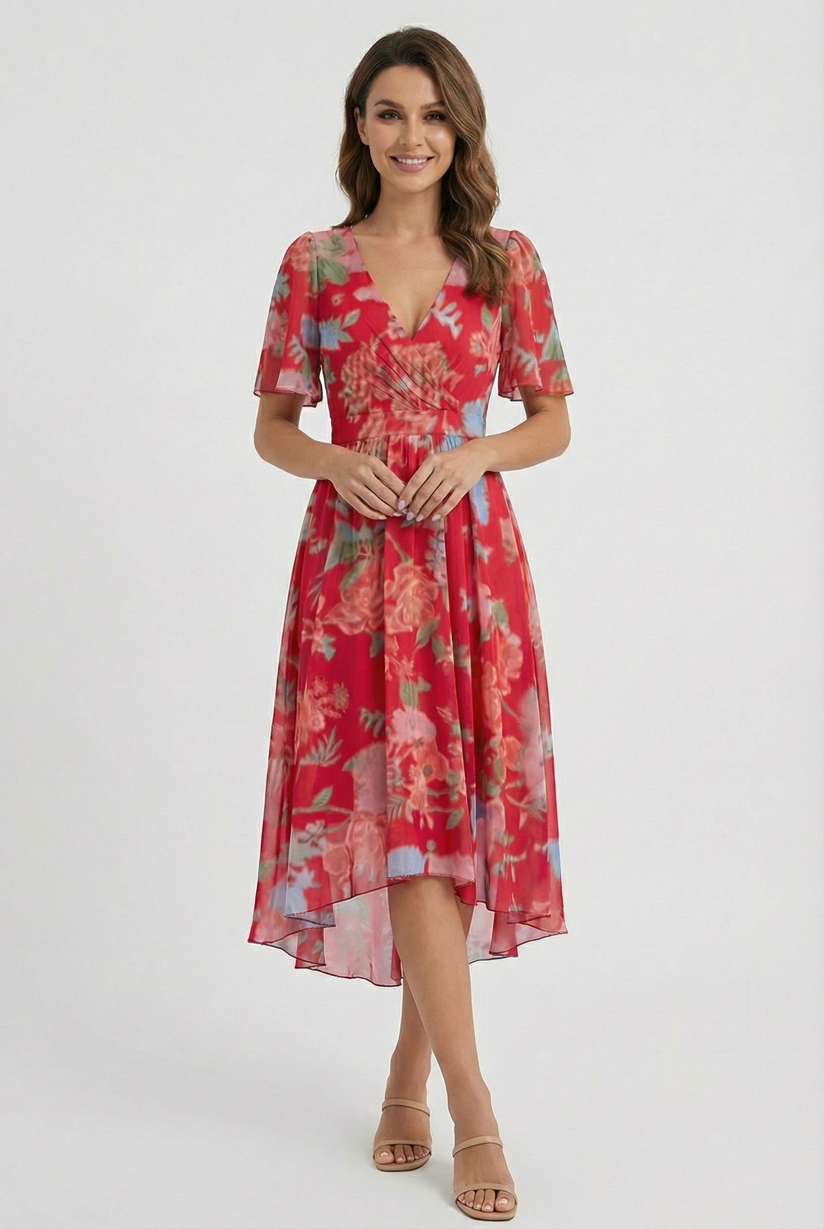 Ella | Women's Linen Floral Midi Dress