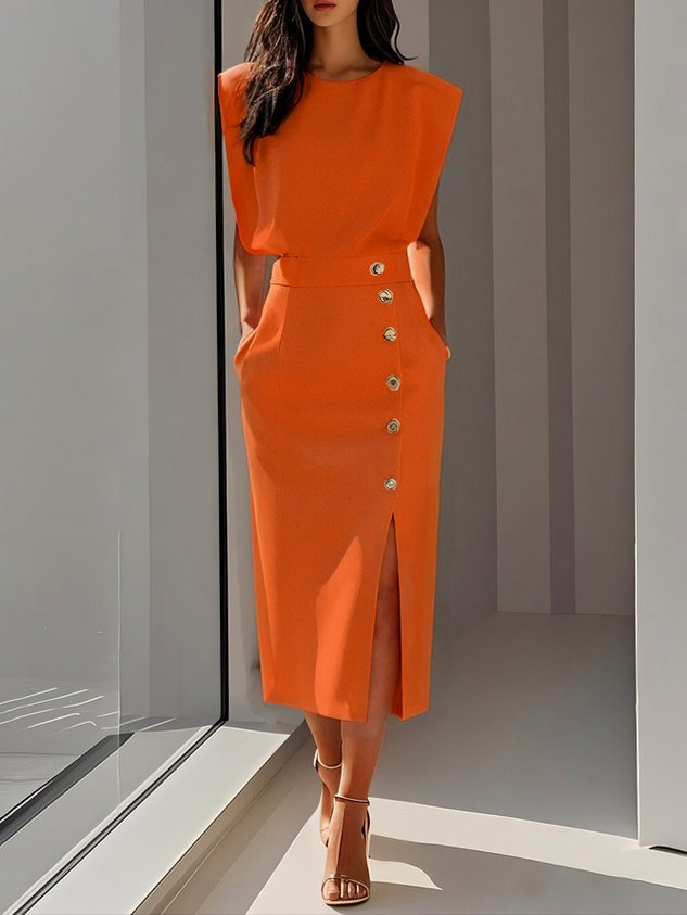 Patti | Women's Midi Dress with Button Detail