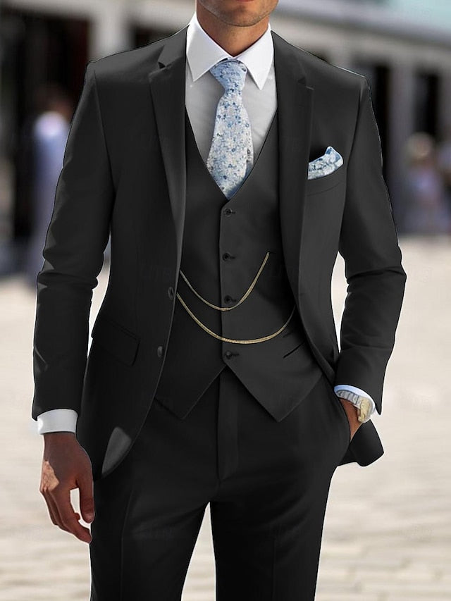 Luke | Men's Wedding Suit Tailored Fit 3-Piece Black