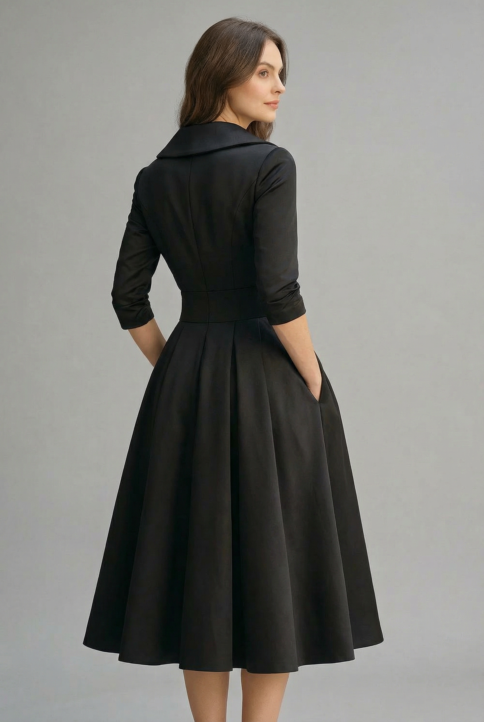Grace | Women's Elegant Wrap Midi Dress Flared Skirt