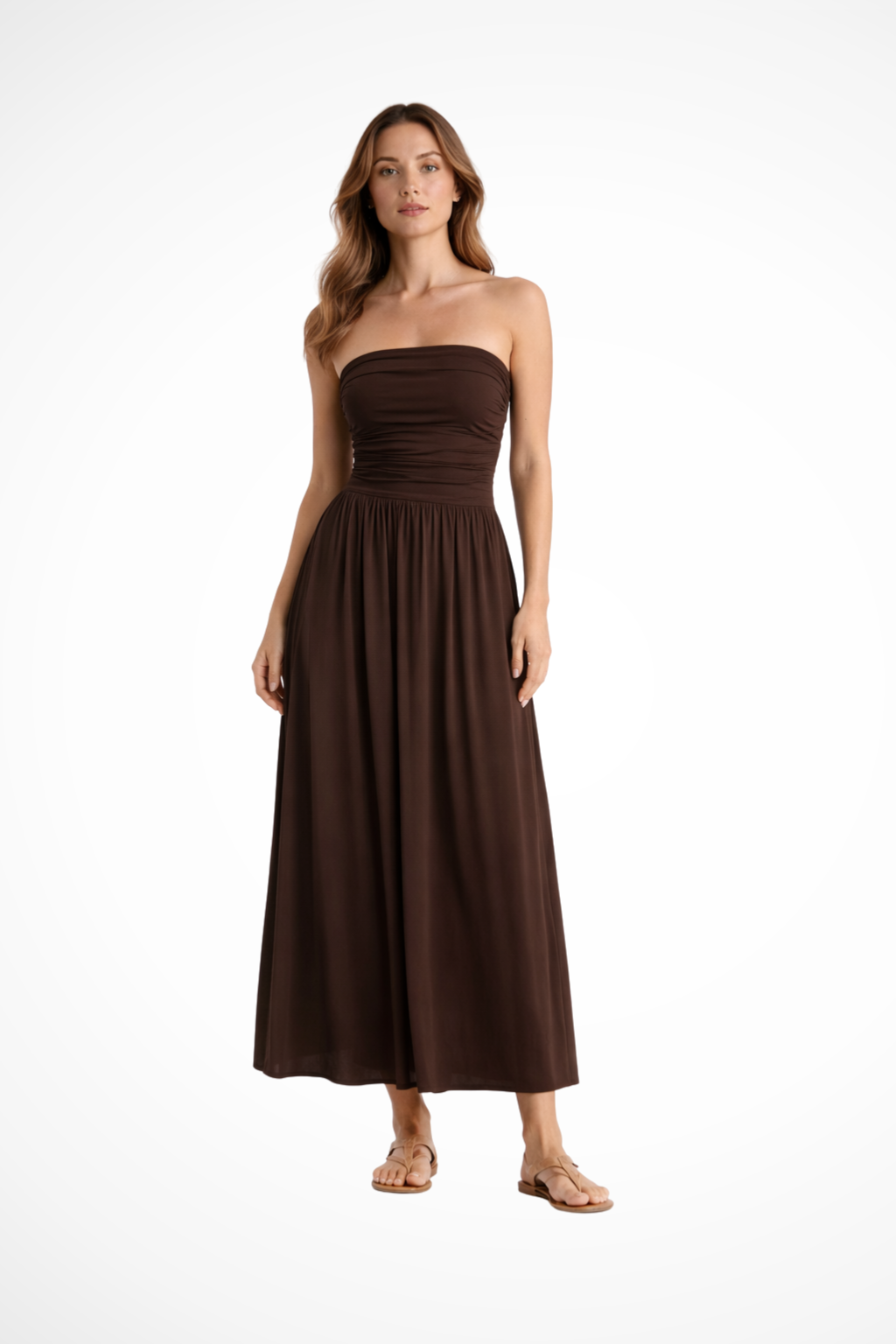 Winnie | Women's Strapless Pleated Maxi Dress