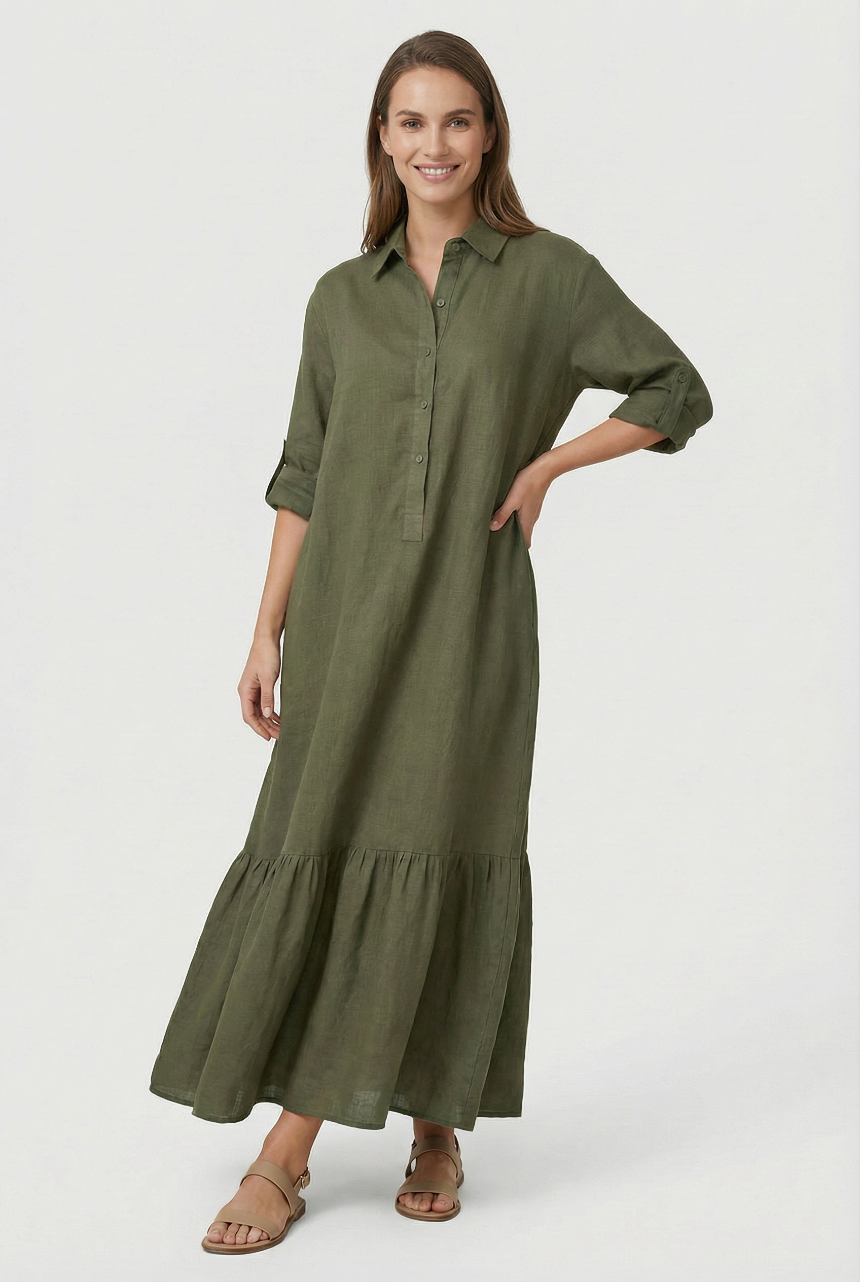 Laura | Women's Cotton Long Sleeve Maxi Dress