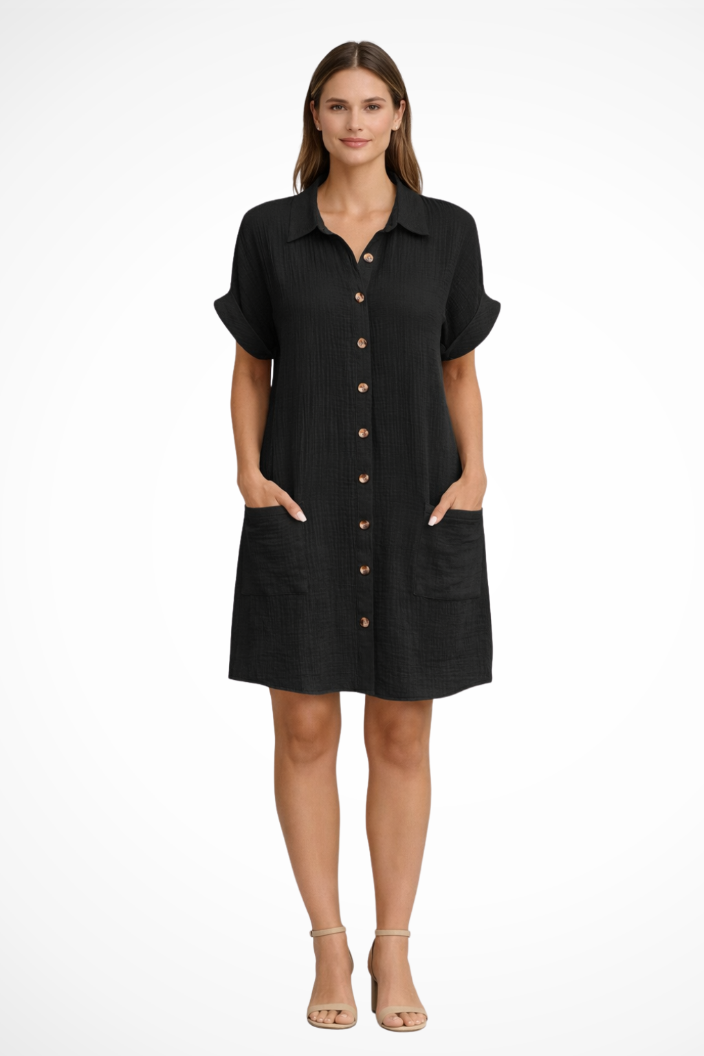 Yvette | Women's Button Front Short Sleeve Beach Dress