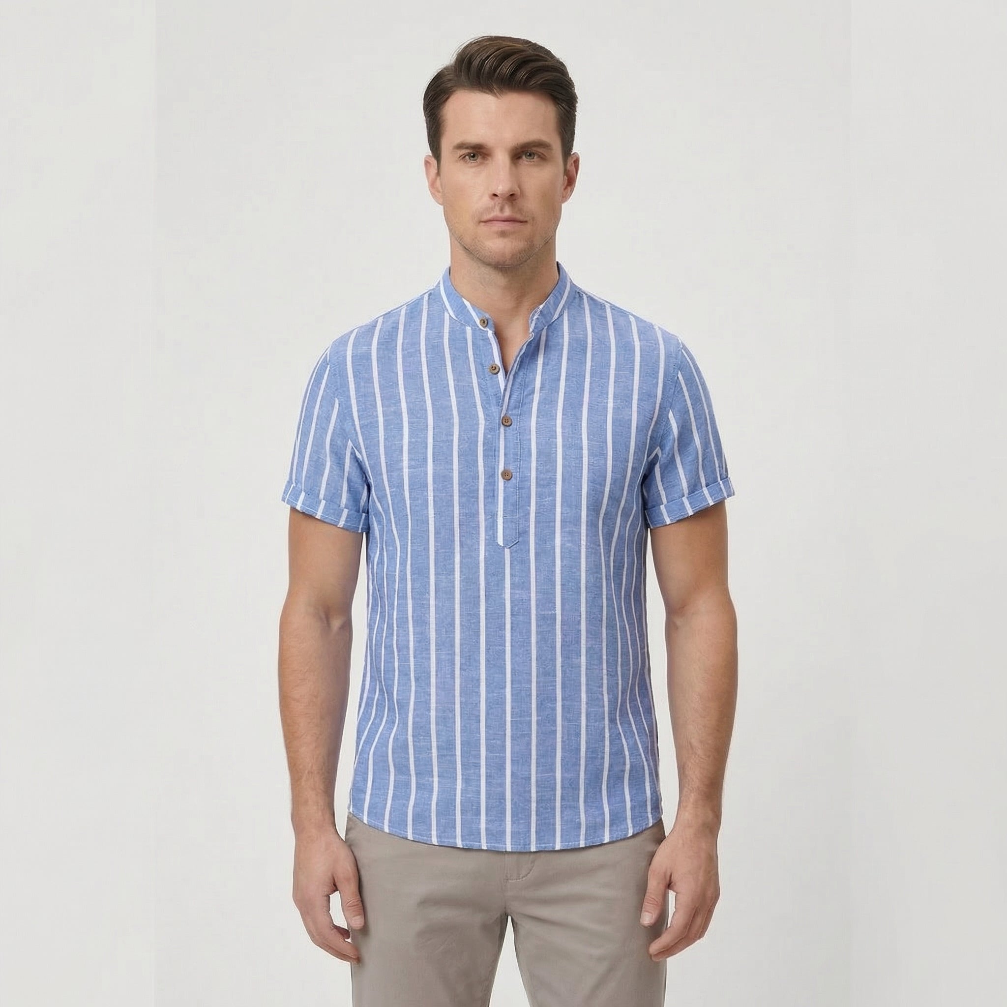 Dylan | Men's Cotton Striped Short Sleeve Shirt
