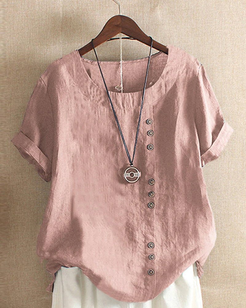 Penny | Women's Casual Button Detail Linen Blouse