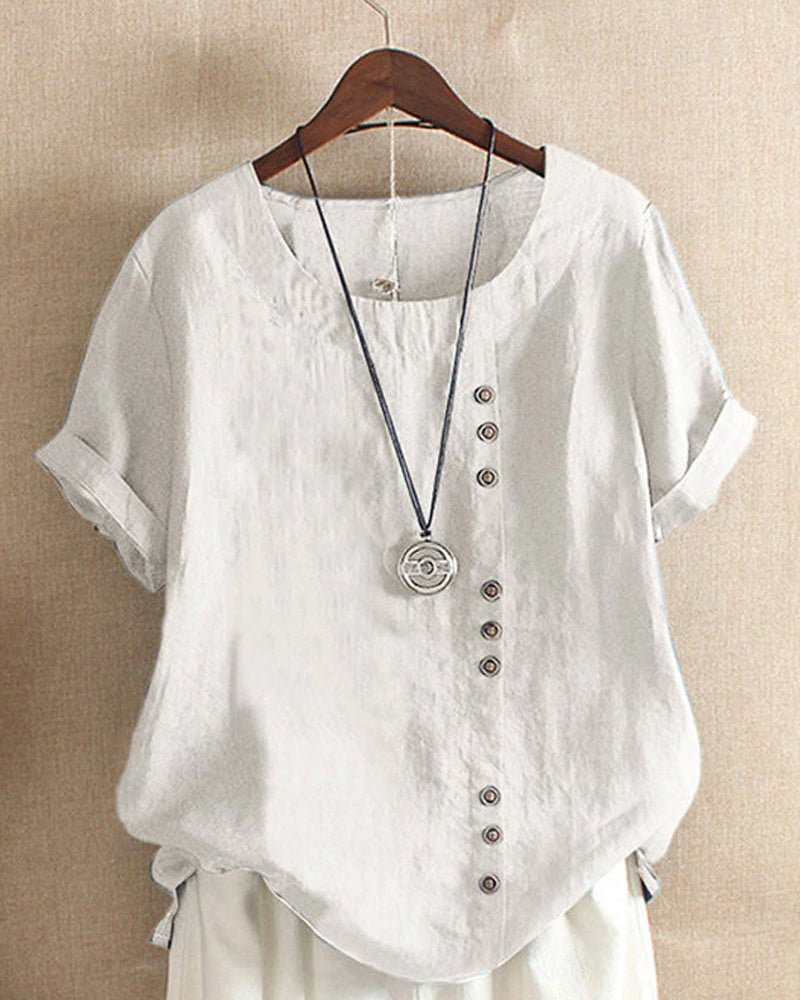 Penny | Women's Casual Button Detail Linen Blouse