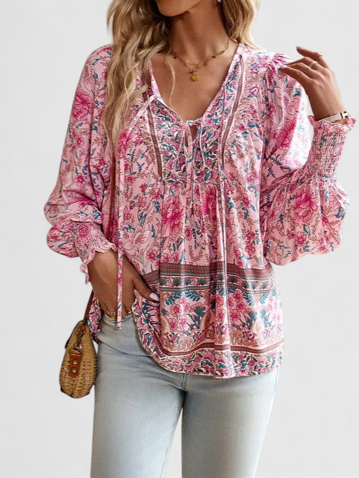 Tessa | Women's Floral Long Sleeve Peasant Top