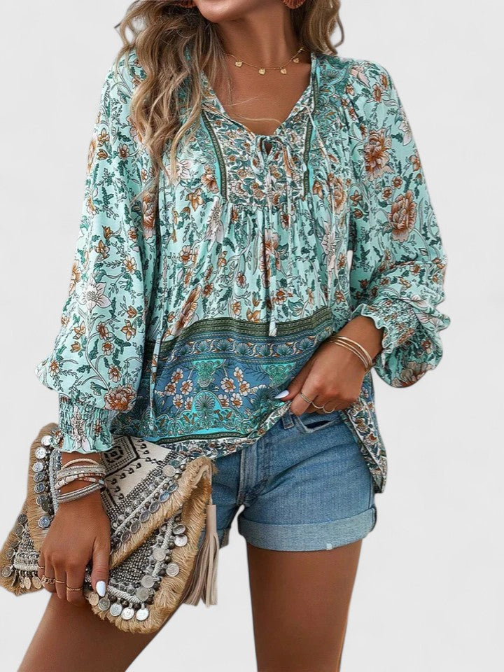 Tessa | Women's Floral Long Sleeve Peasant Top
