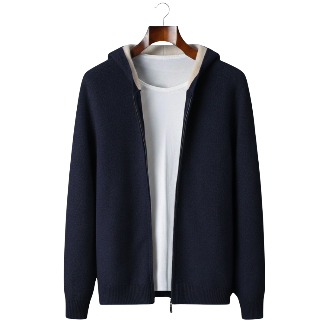 Cashmere Two Tone Zipper Hoodie