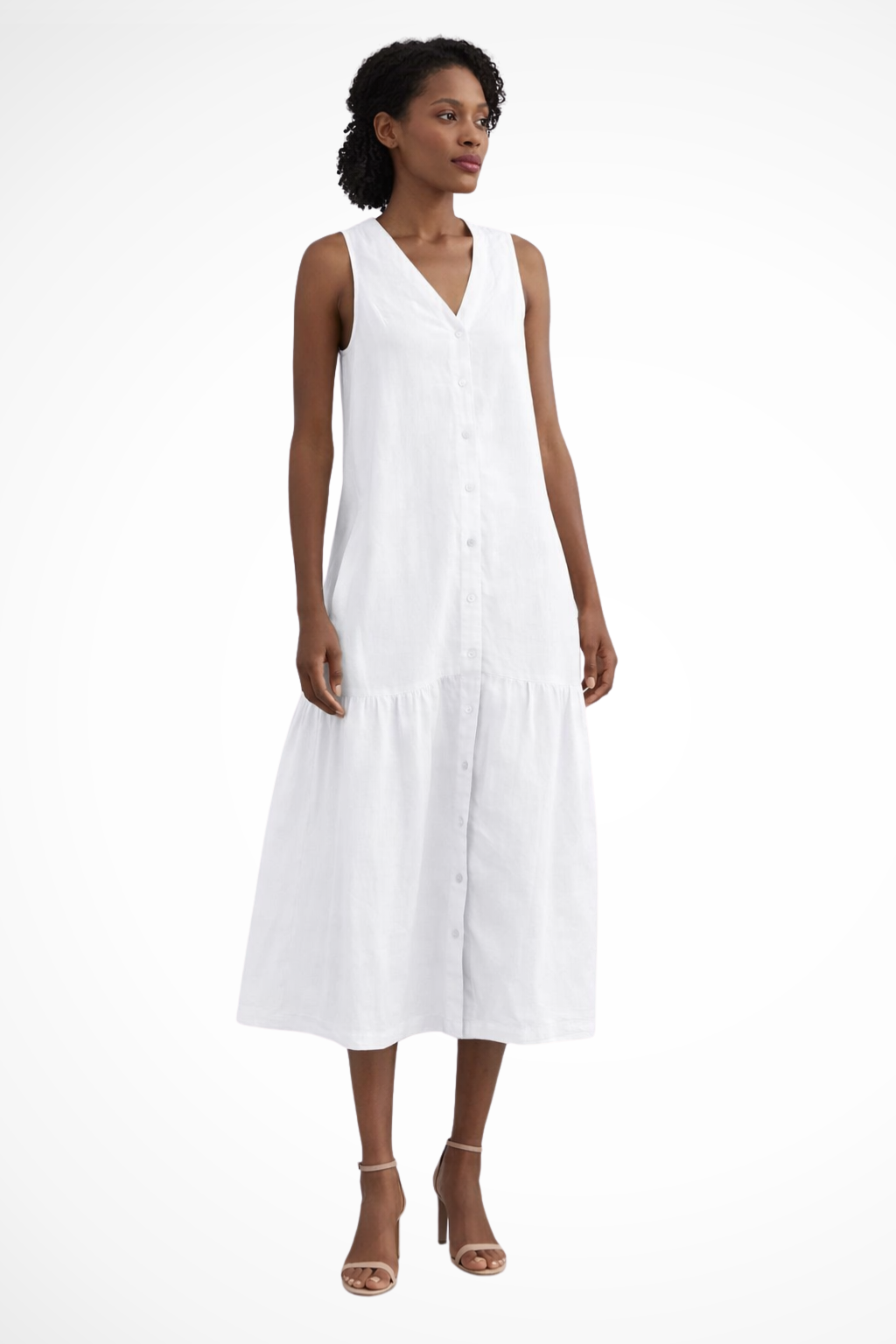 Willa | Women's White V-Neck Sleeveless Maxi Dress