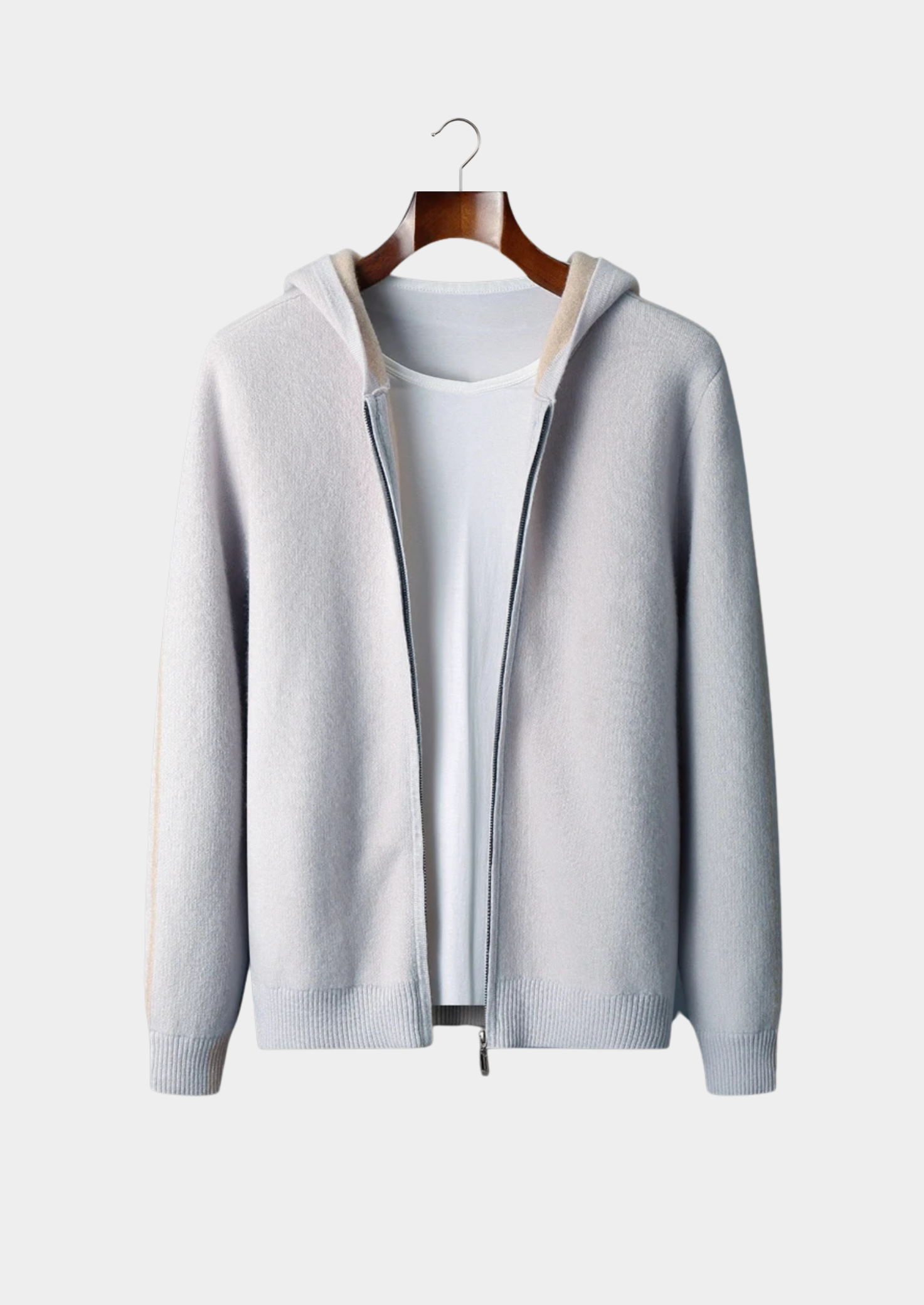 Cashmere Two Tone Zipper Hoodie