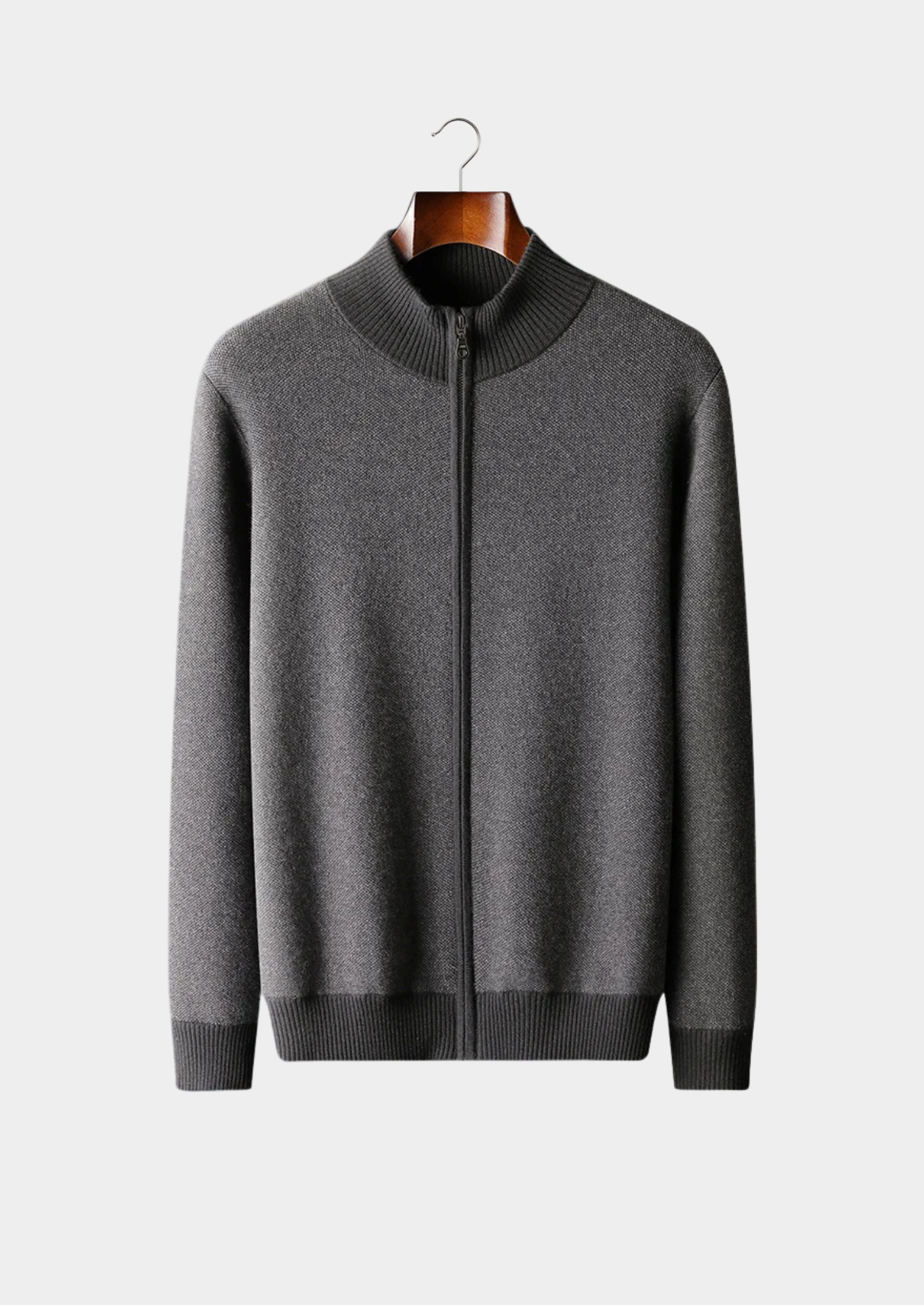 Cashmere Jacquard Zip Cardigan