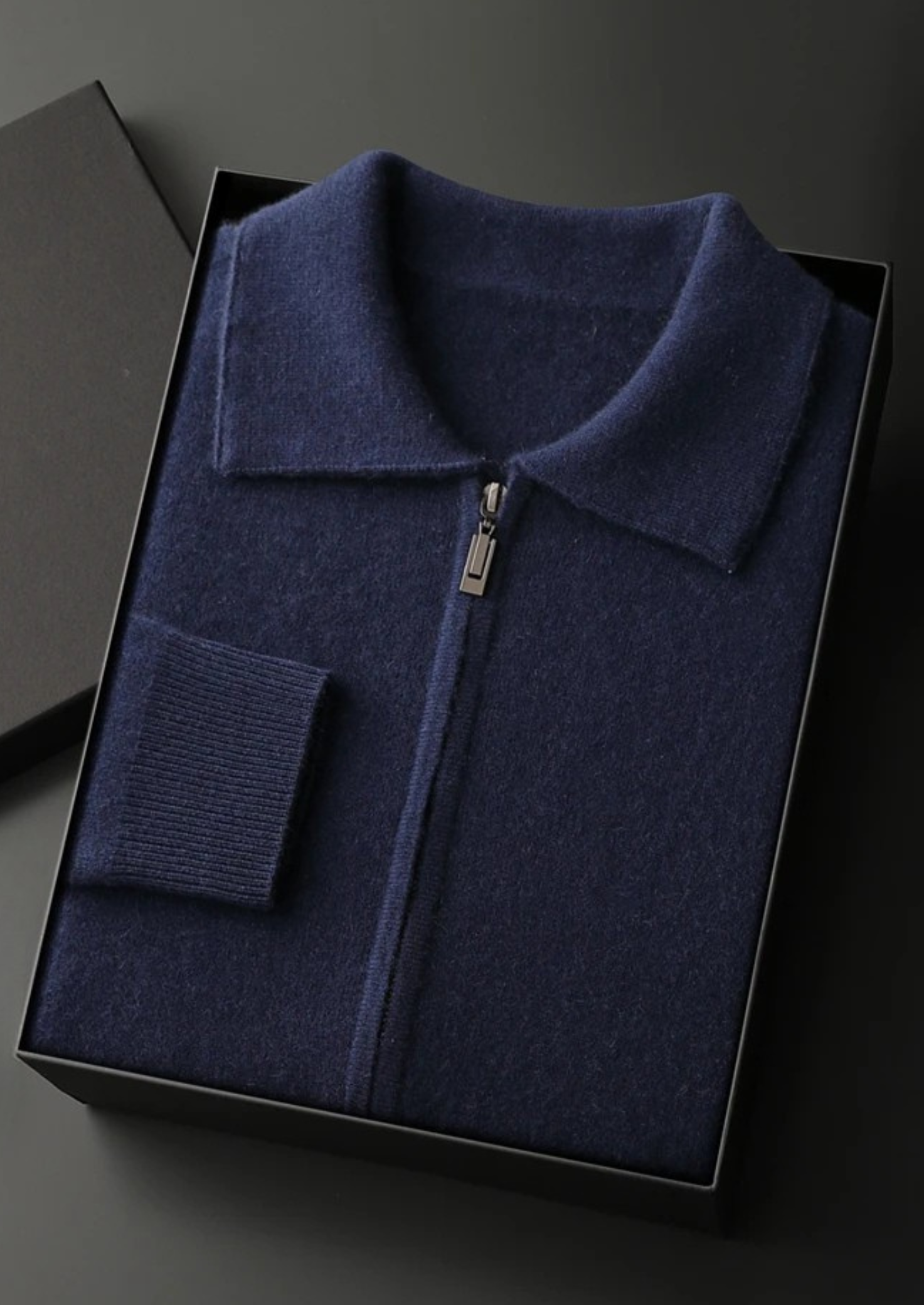 Cashmere Zip Polo Cardigan