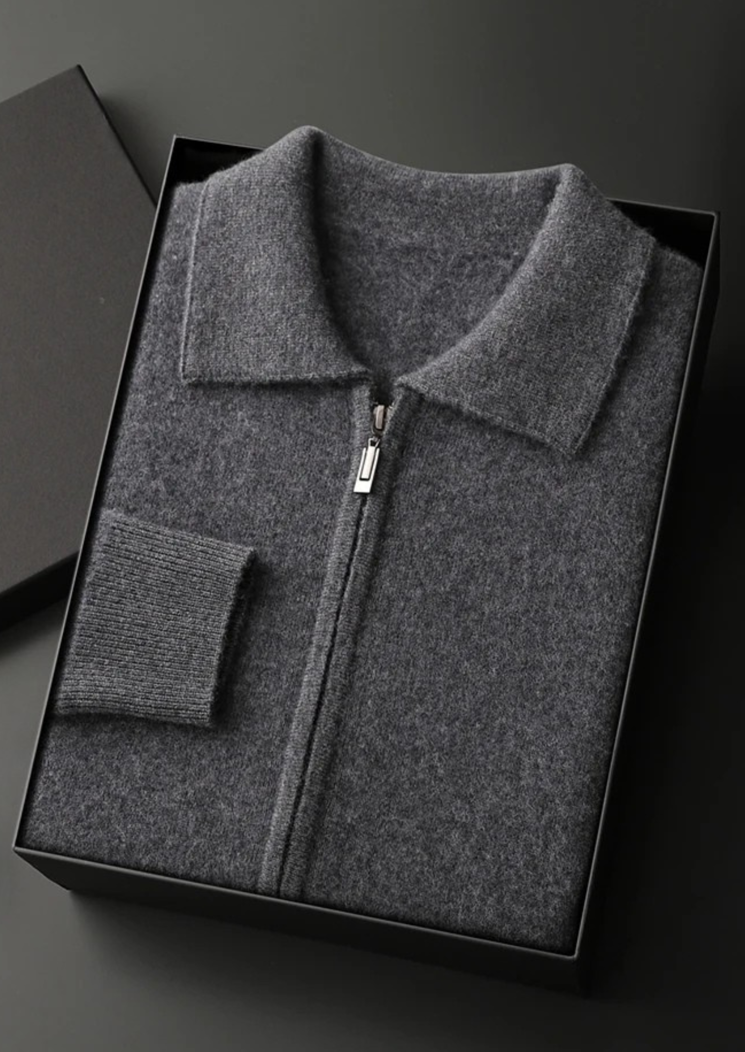 Cashmere Zip Polo Cardigan