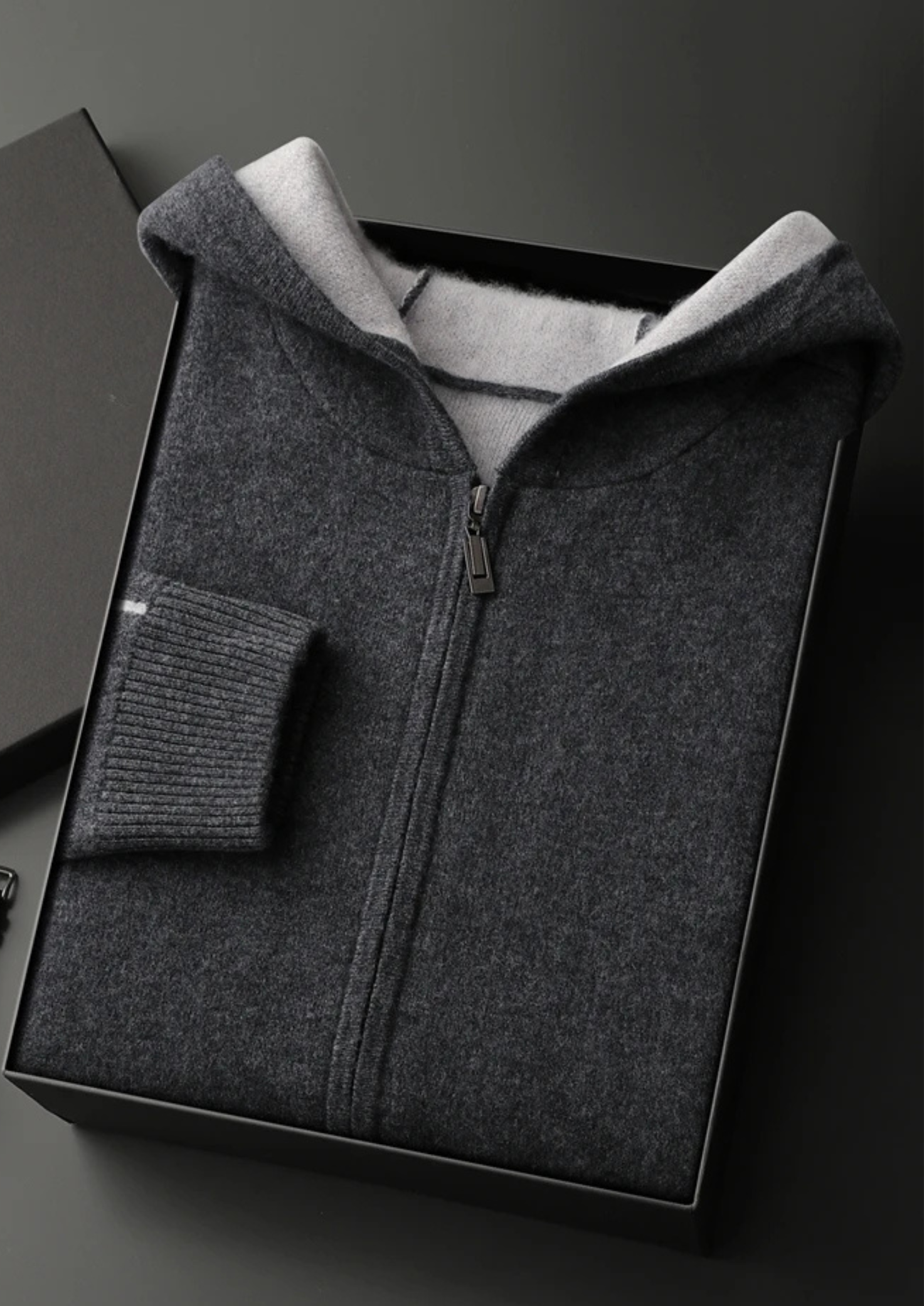 Cashmere Two Tone Zipper Hoodie