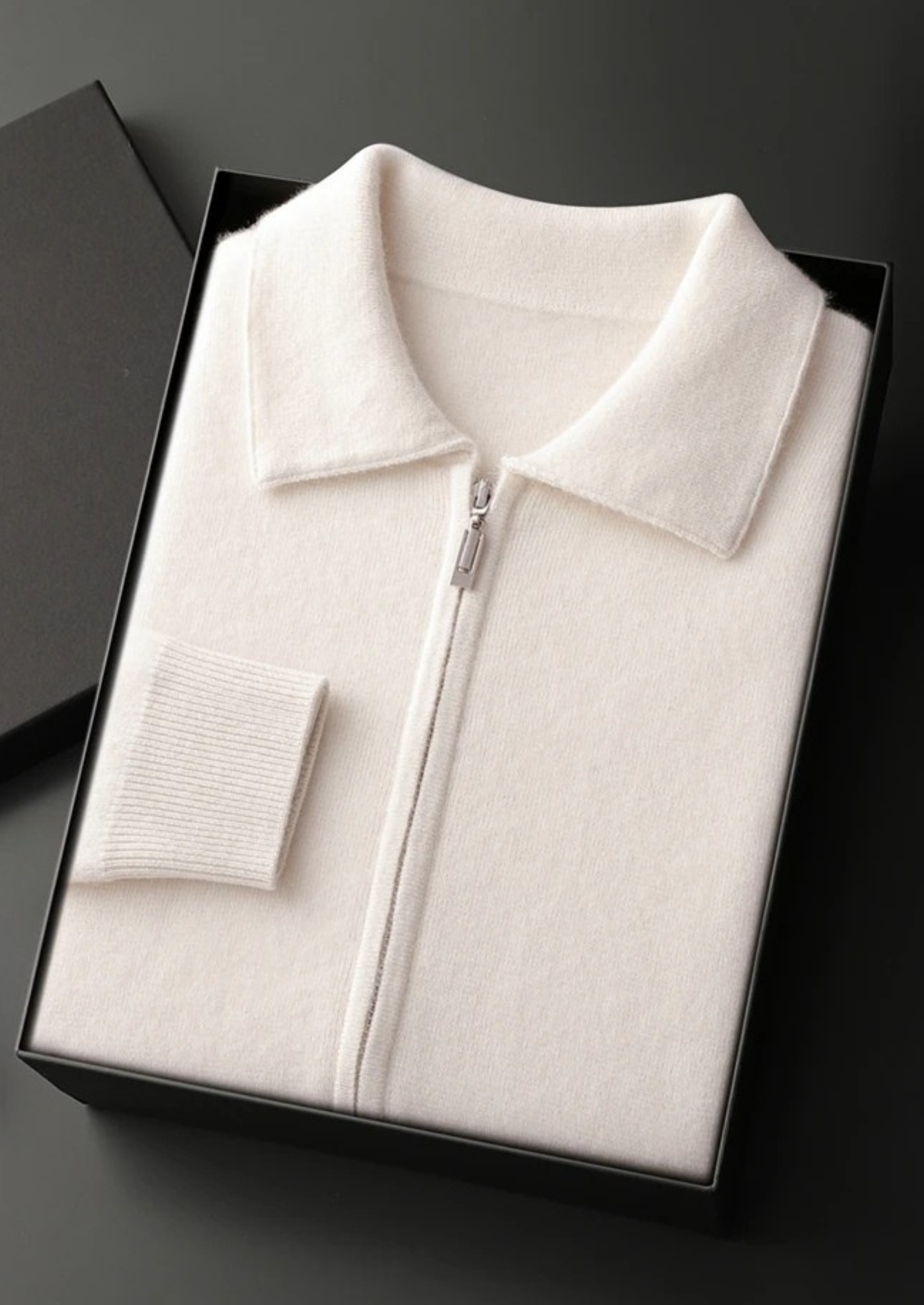 Cashmere Zip Polo Cardigan