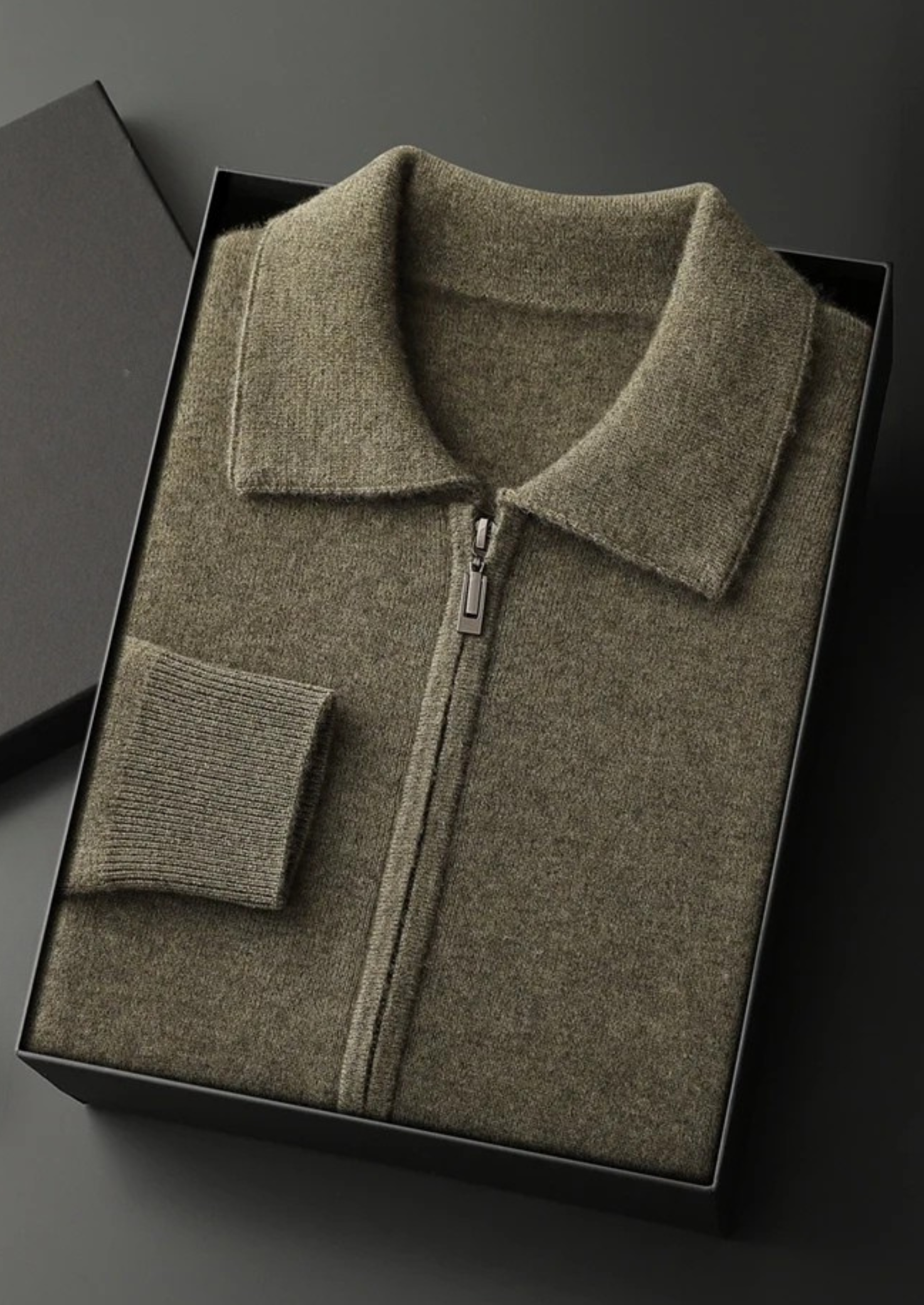 Cashmere Zip Polo Cardigan
