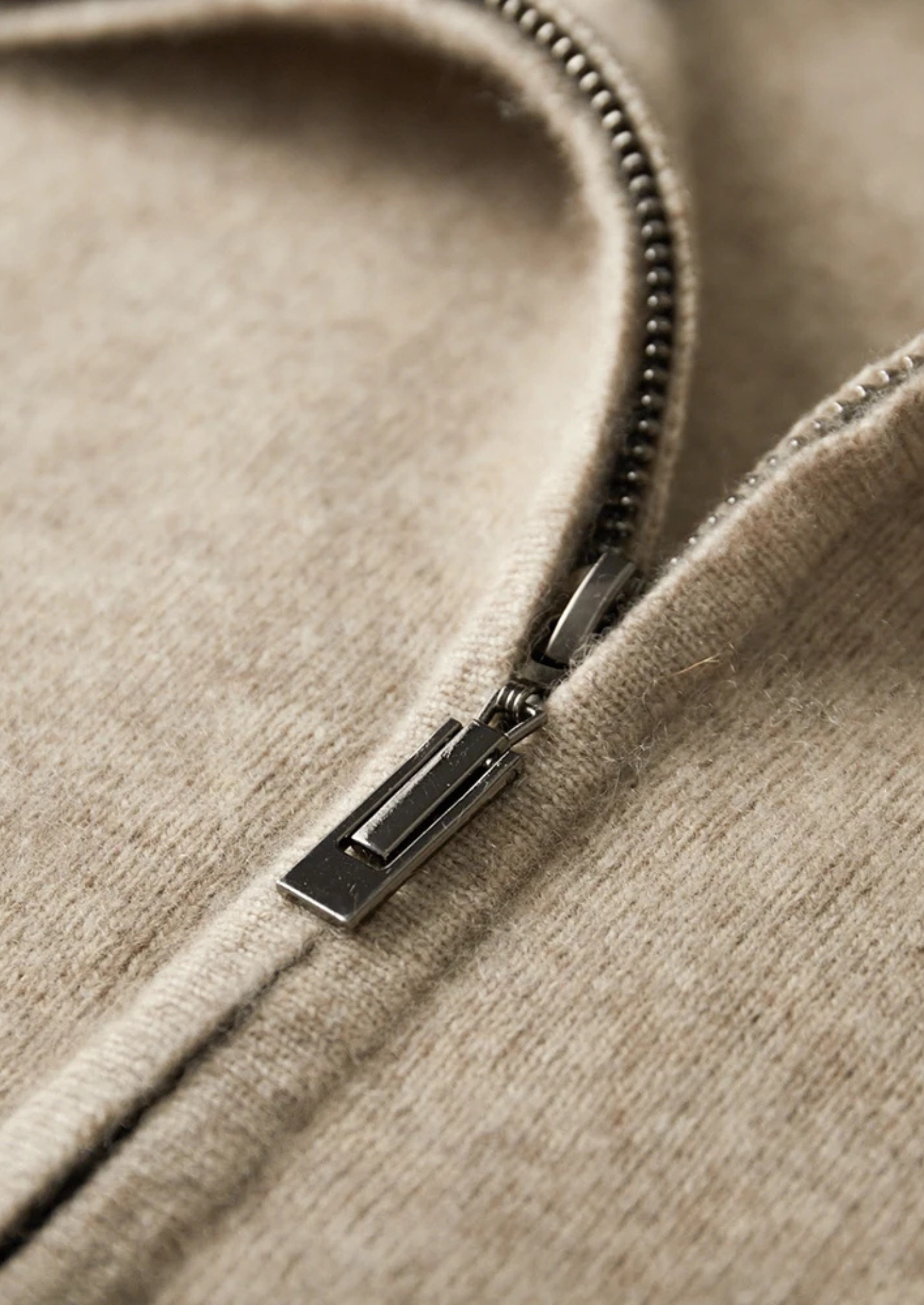 Cashmere Zip Polo Cardigan