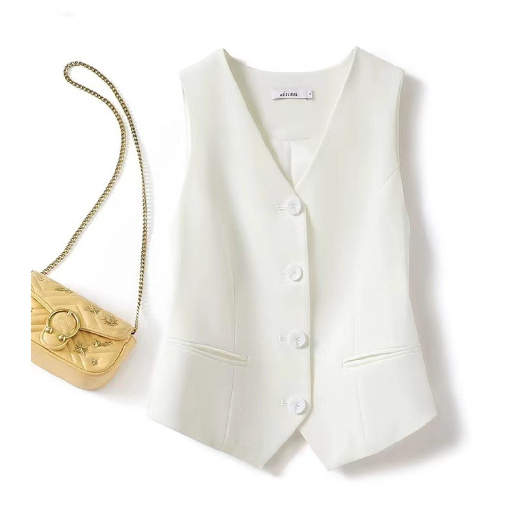 ZARINA™ –  Classy Sleeveless Button-Front Suit Vest