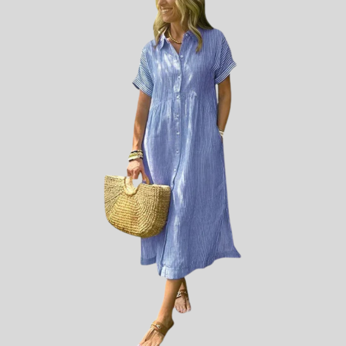 Lara | Women's Vertical Stripe Comfortable Dress
