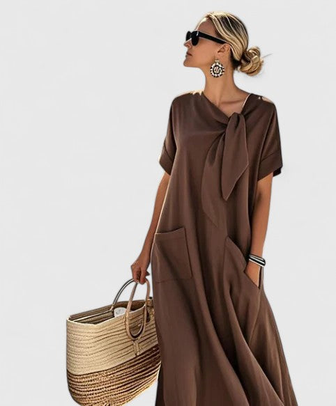 Susie | Women's Elegant Summer Maxi Dress with Neck Tie