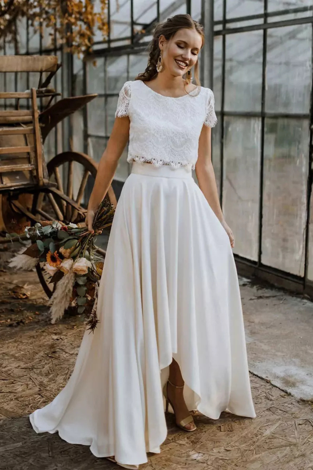 Trisha | Women's Lace Crop Top Maxi Skirt Set