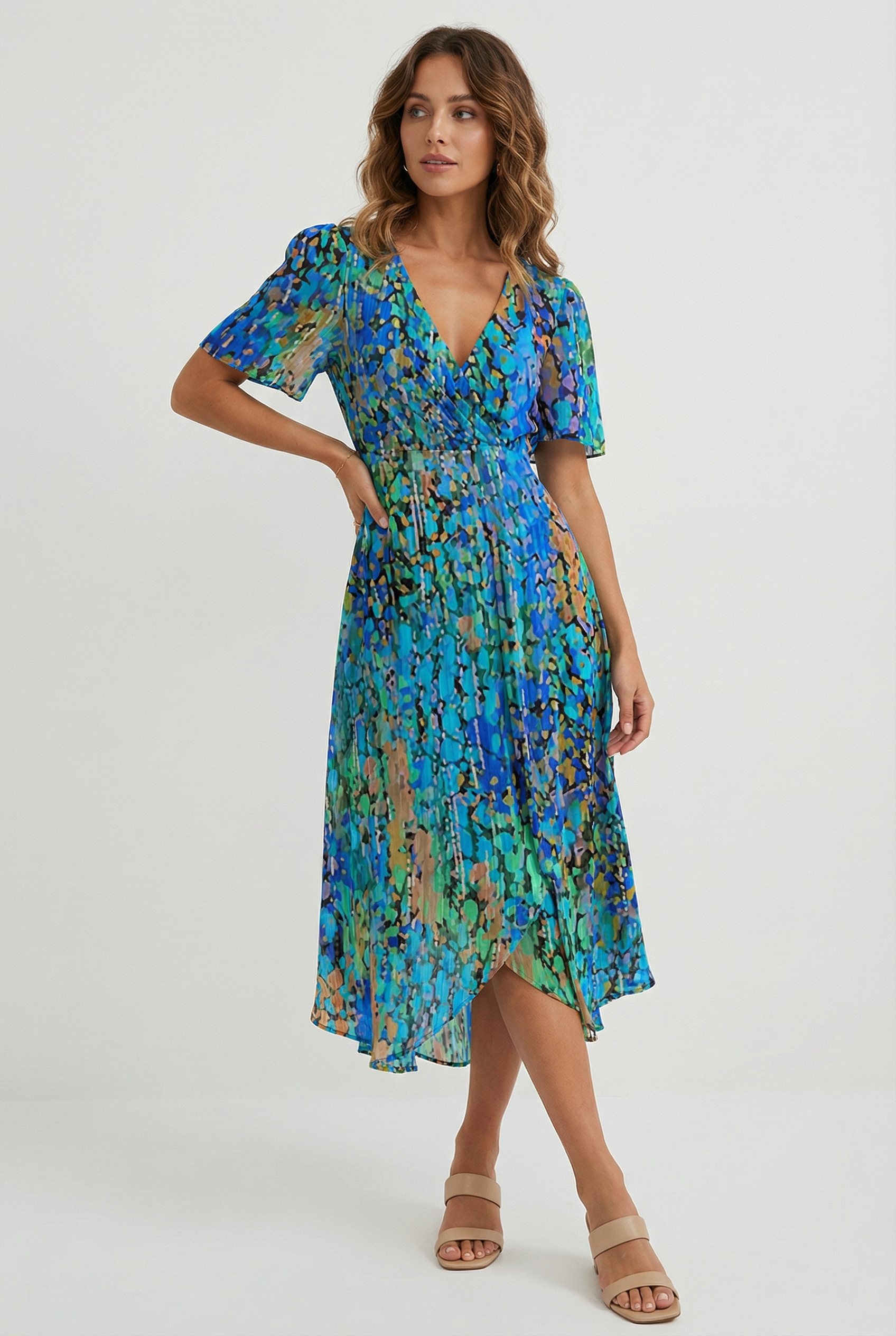 Ella | Women's Linen Floral Midi Dress