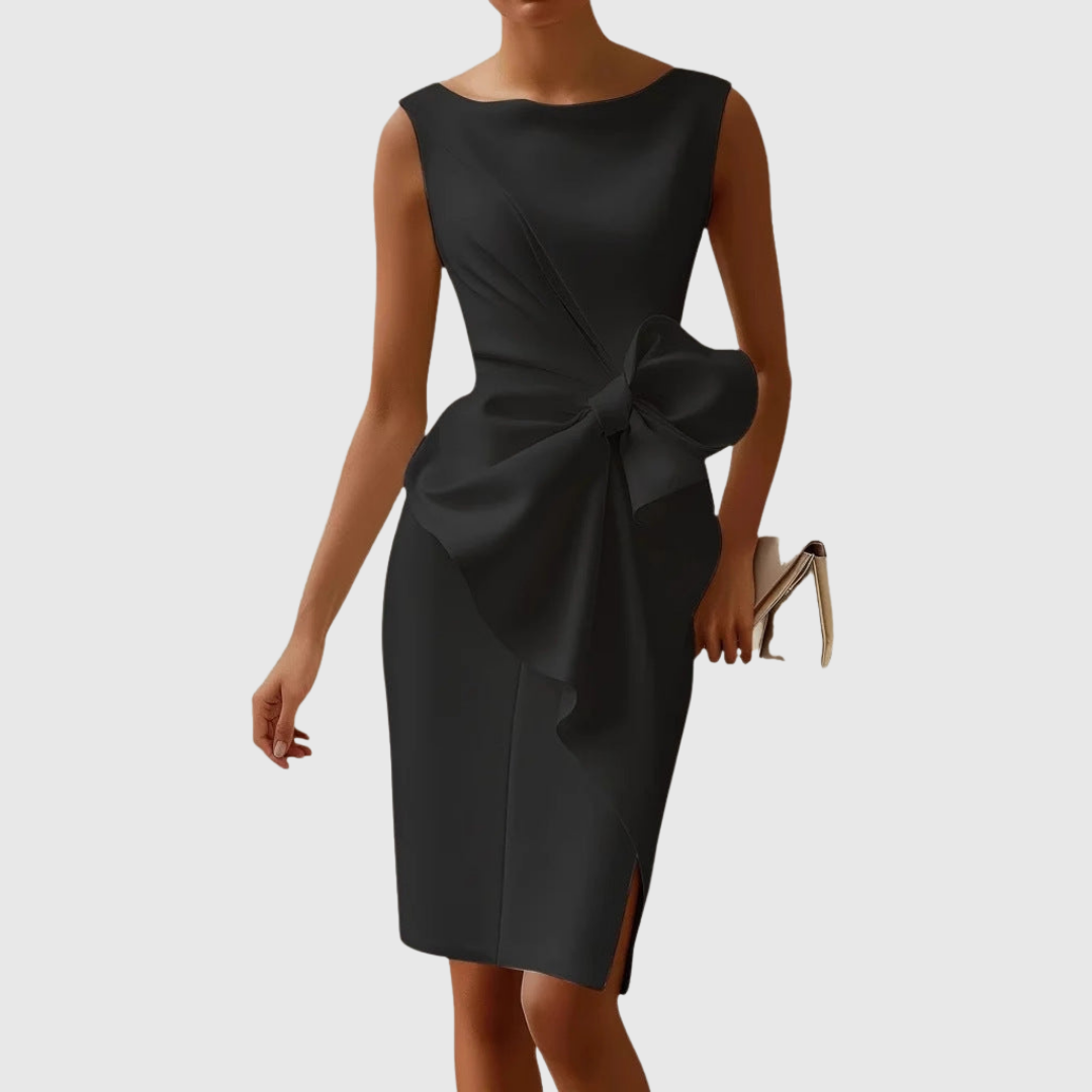 Ella | Women's Midi Dress with Side Bow Detail