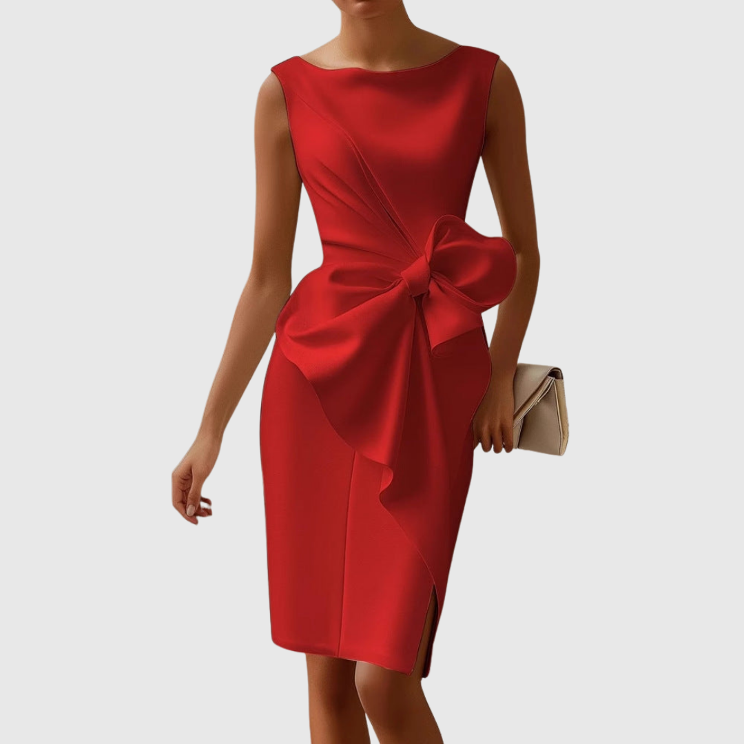 Ella | Women's Midi Dress with Side Bow Detail