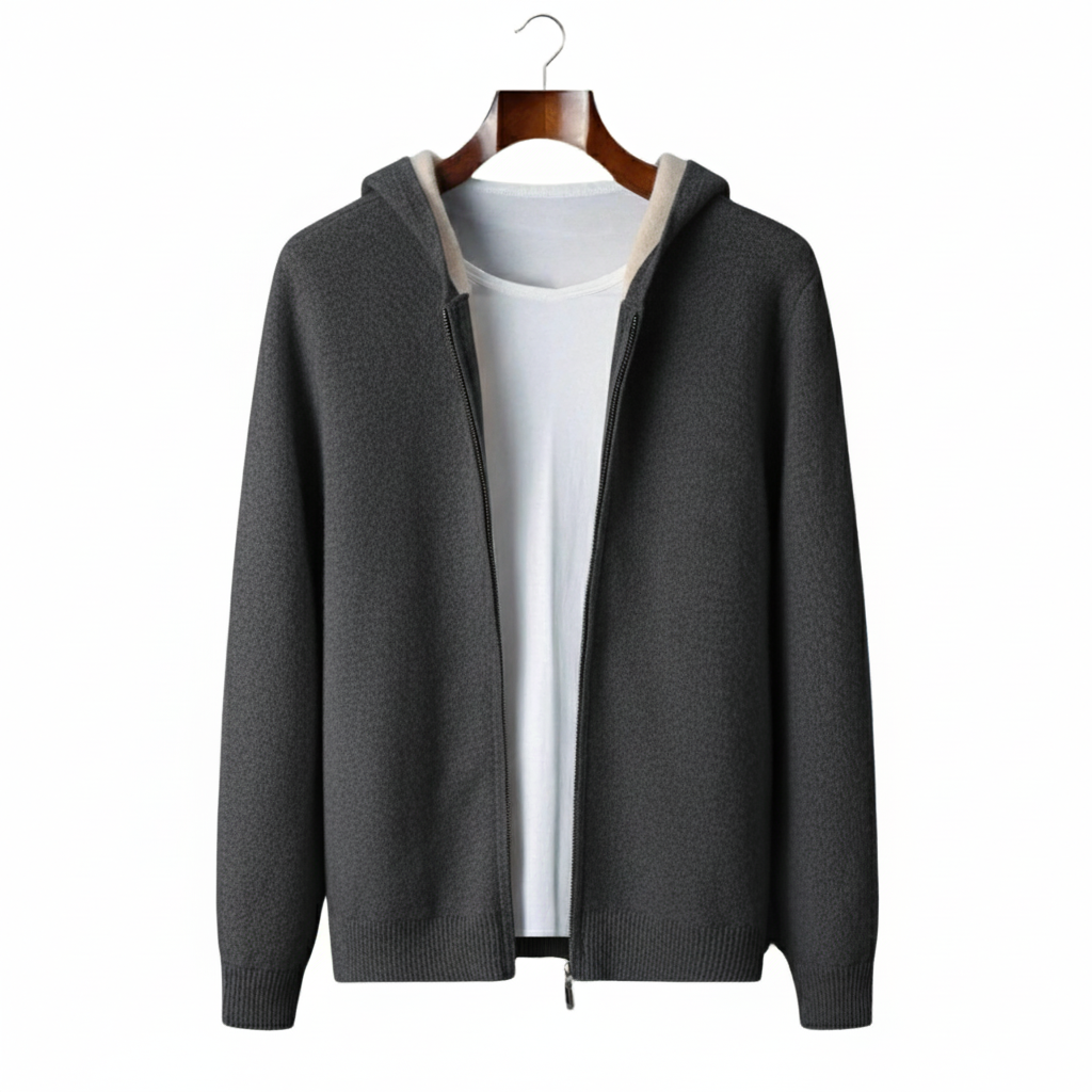 Cashmere Two Tone Zipper Hoodie
