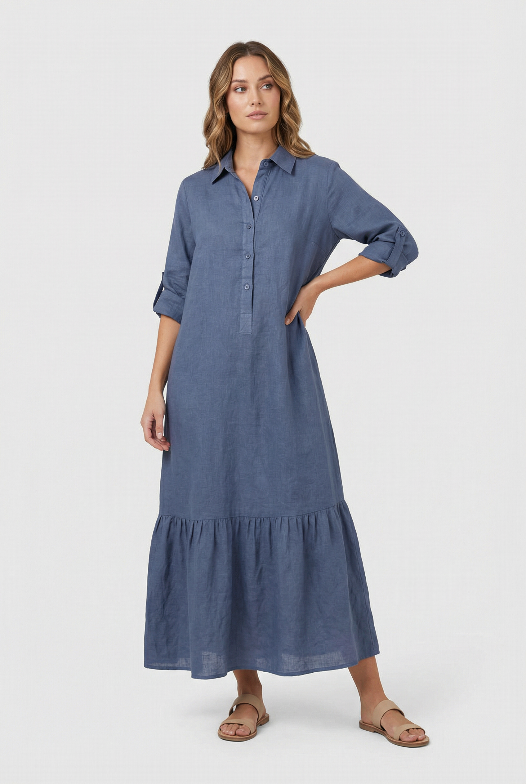 Laura | Women's Cotton Long Sleeve Maxi Dress