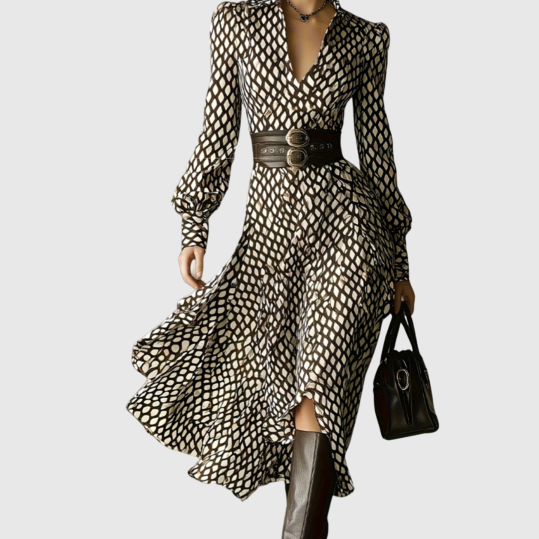 Payton | Women's Vintage Rhombus Print Dress